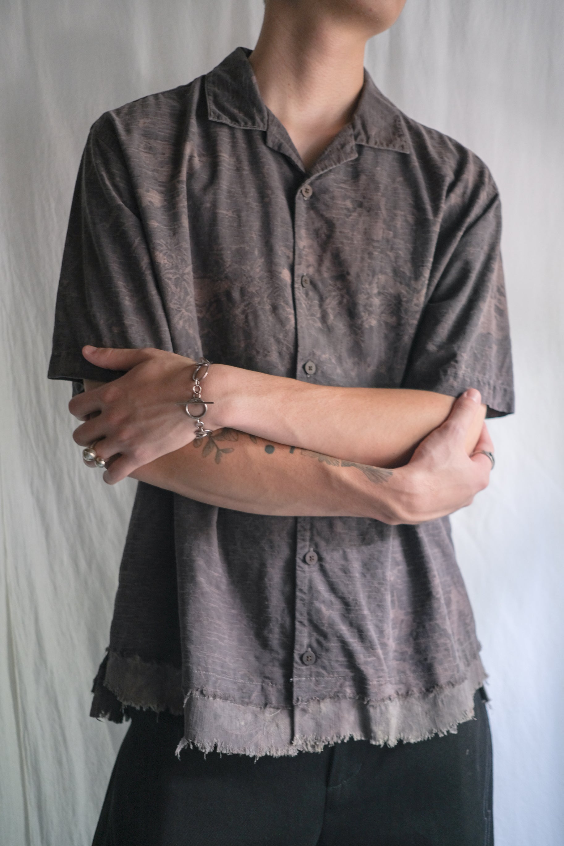 "𝒁/𝑵.𝑳" Rework Vintage Shirt/ Botanical Overdyed