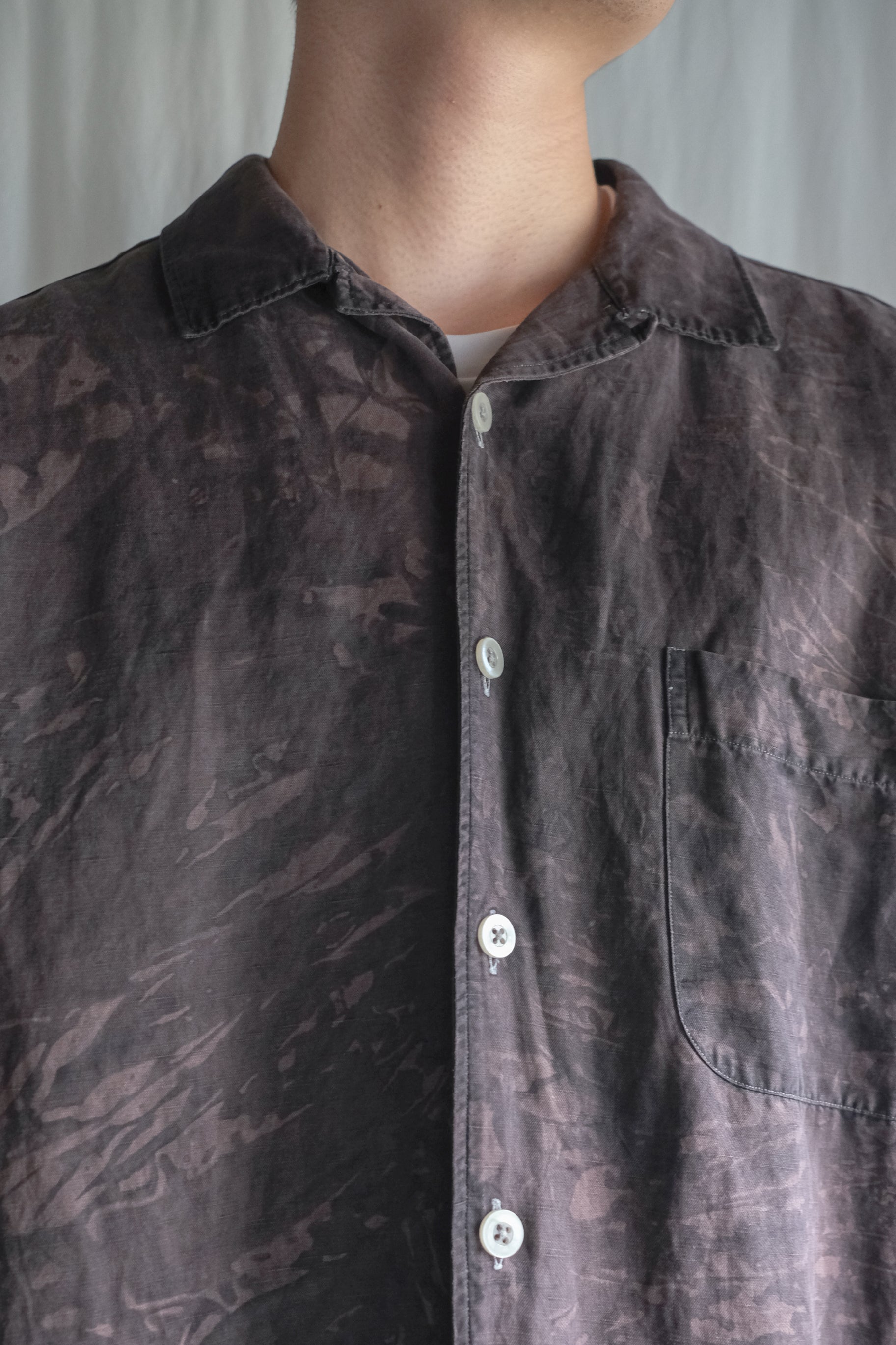 "𝒁/𝑵.𝑳" Rework Vintage Silk Shirt/ Botanical Overdyed