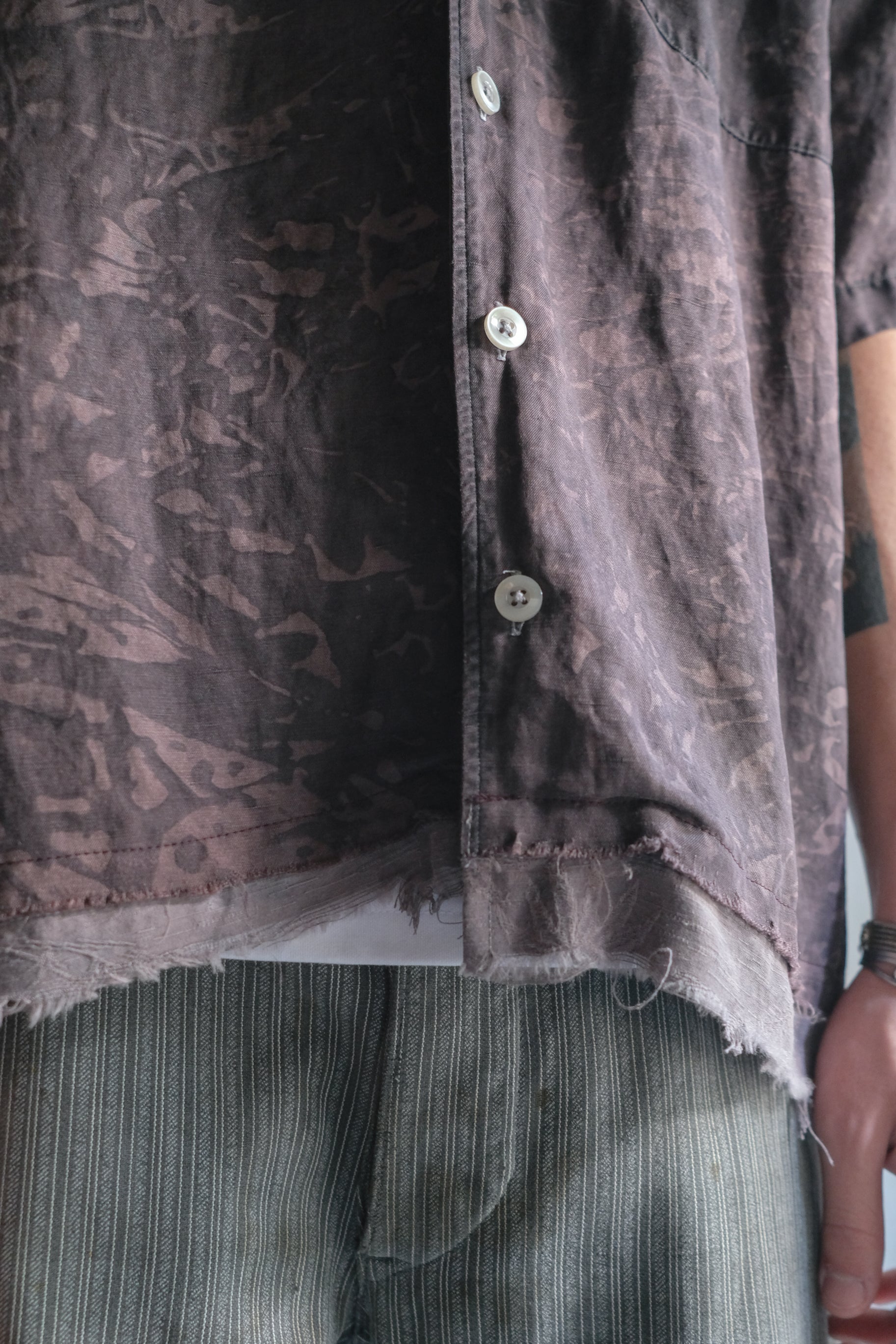 "𝒁/𝑵.𝑳" Rework Vintage Silk Shirt/ Botanical Overdyed