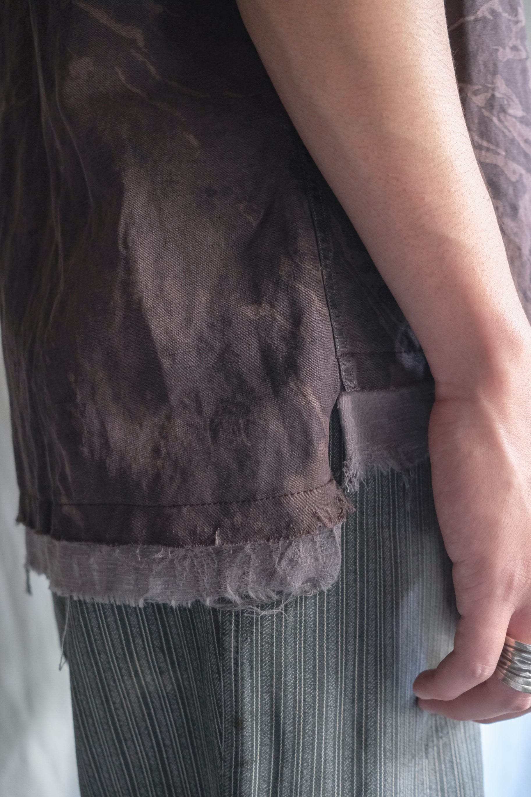 "𝒁/𝑵.𝑳" Rework Vintage Silk Shirt/ Botanical Overdyed