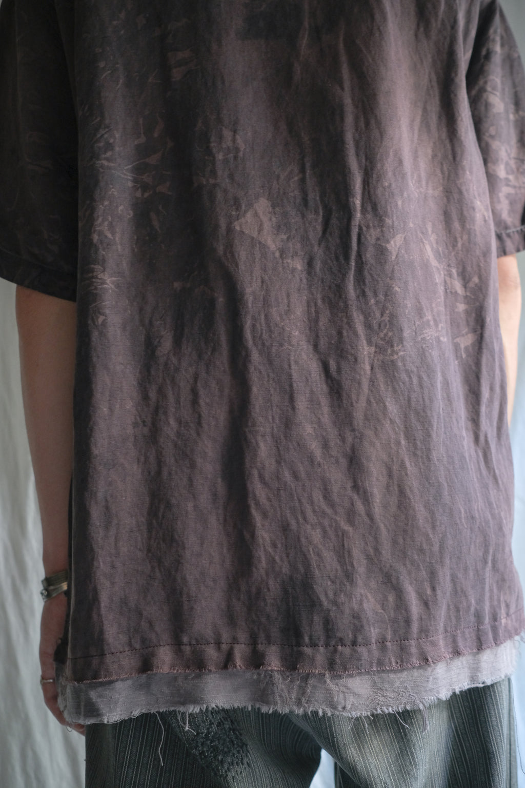 "𝒁/𝑵.𝑳" Rework Vintage Silk Shirt/ Botanical Overdyed