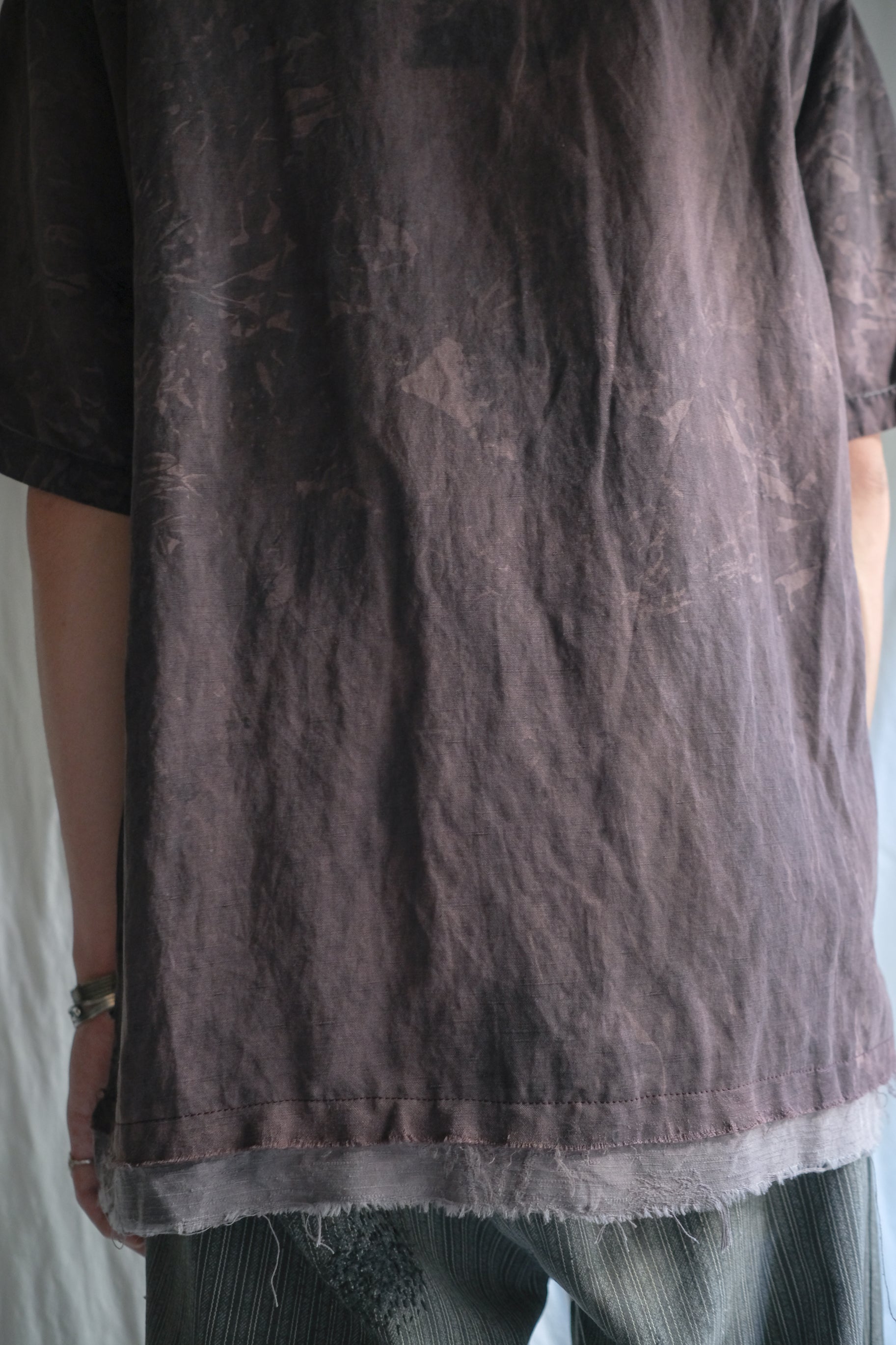 "𝒁/𝑵.𝑳" Rework Vintage Silk Shirt/ Botanical Overdyed