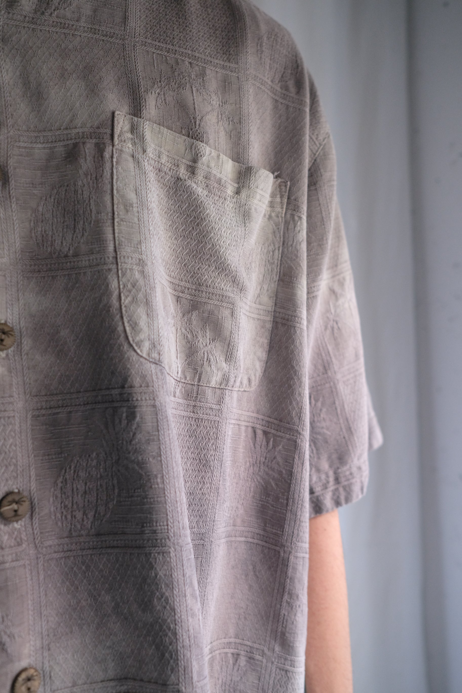 "𝒁/𝑵.𝑳" Rework Vintage Silk Shirt/ Botanical Overdyed