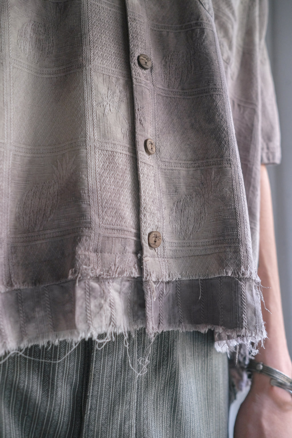 "𝒁/𝑵.𝑳" Rework Vintage Silk Shirt/ Botanical Overdyed