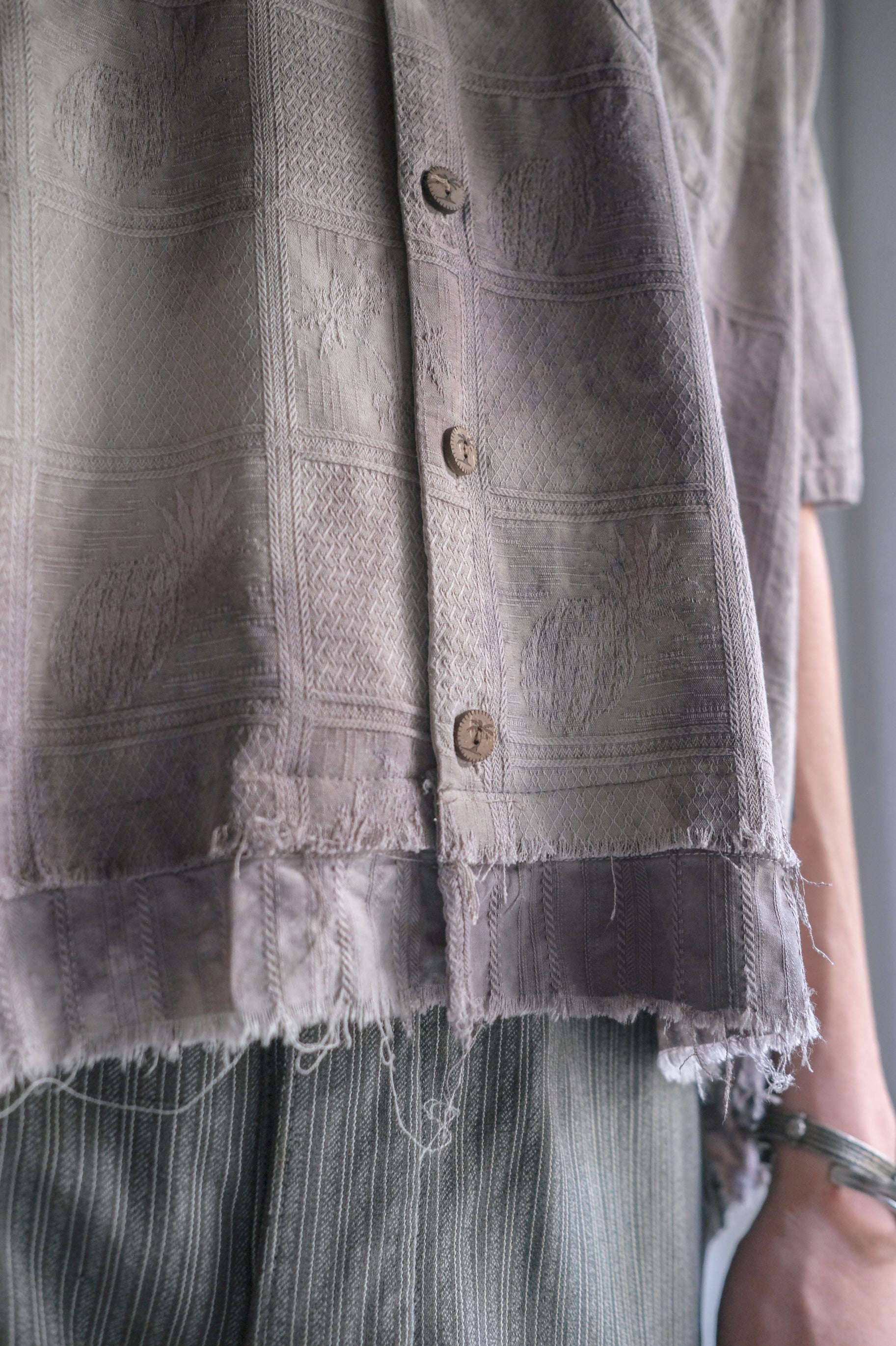 "𝒁/𝑵.𝑳" Rework Vintage Silk Shirt/ Botanical Overdyed