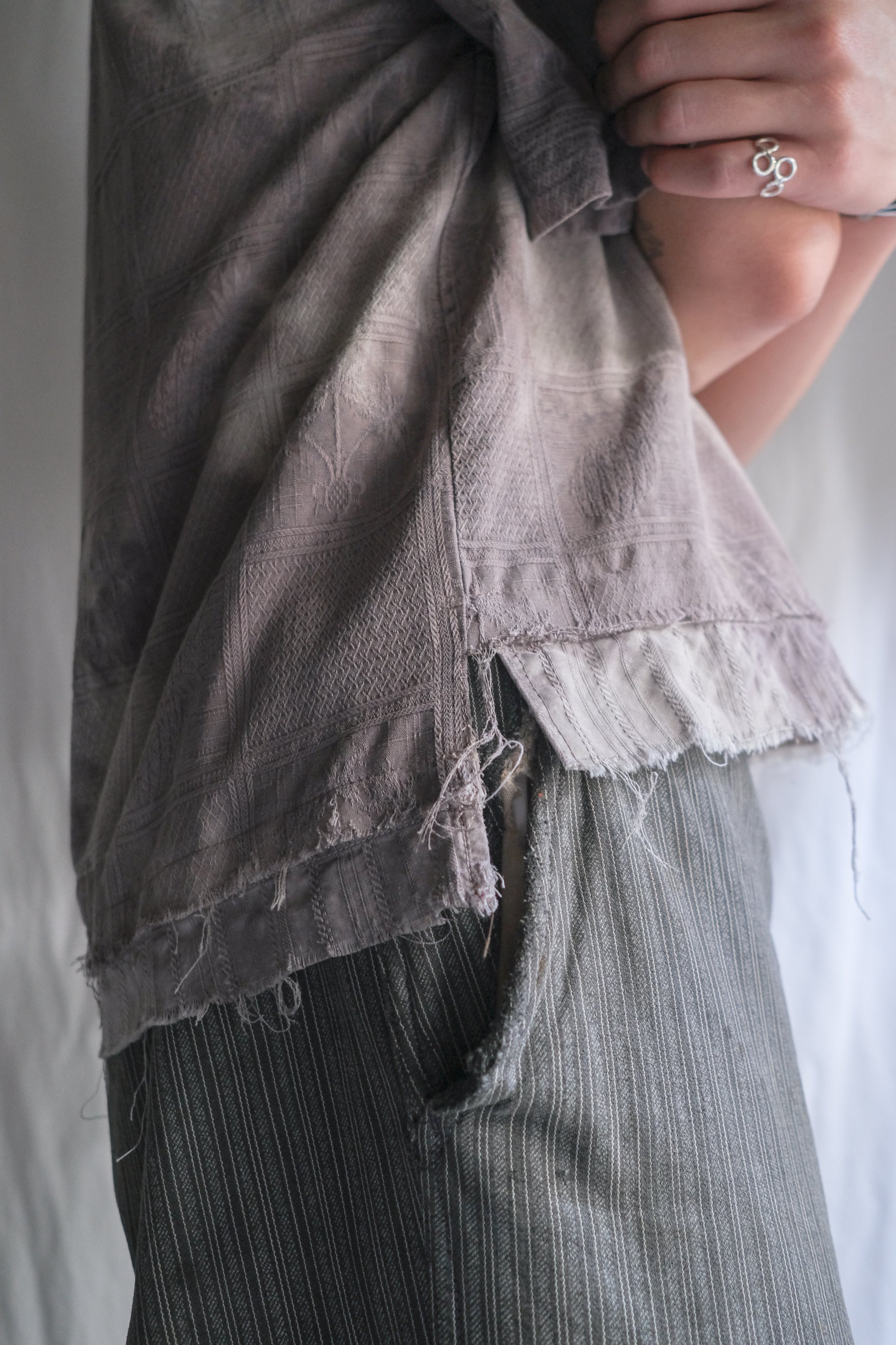 "𝒁/𝑵.𝑳" Rework Vintage Silk Shirt/ Botanical Overdyed