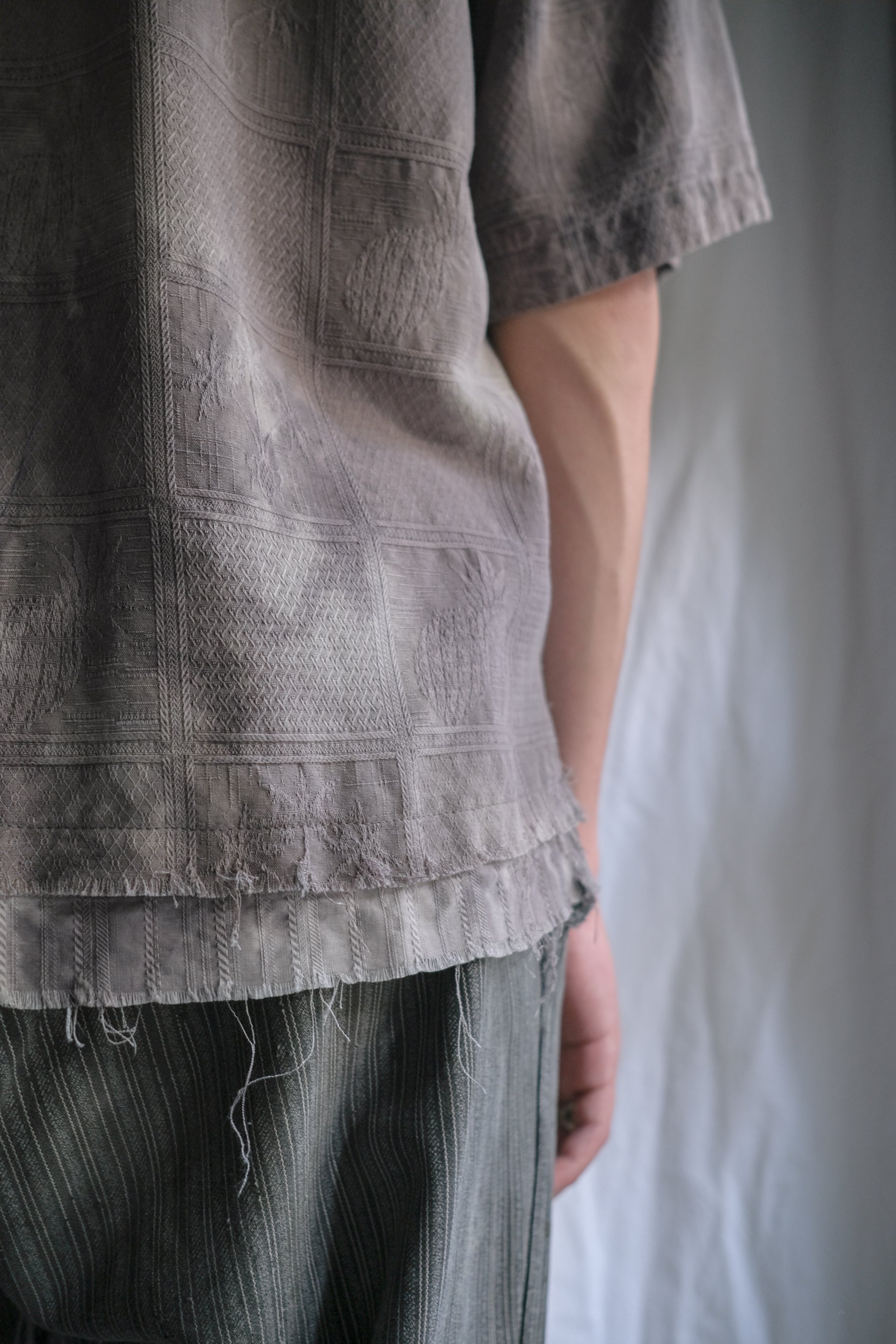 "𝒁/𝑵.𝑳" Rework Vintage Silk Shirt/ Botanical Overdyed