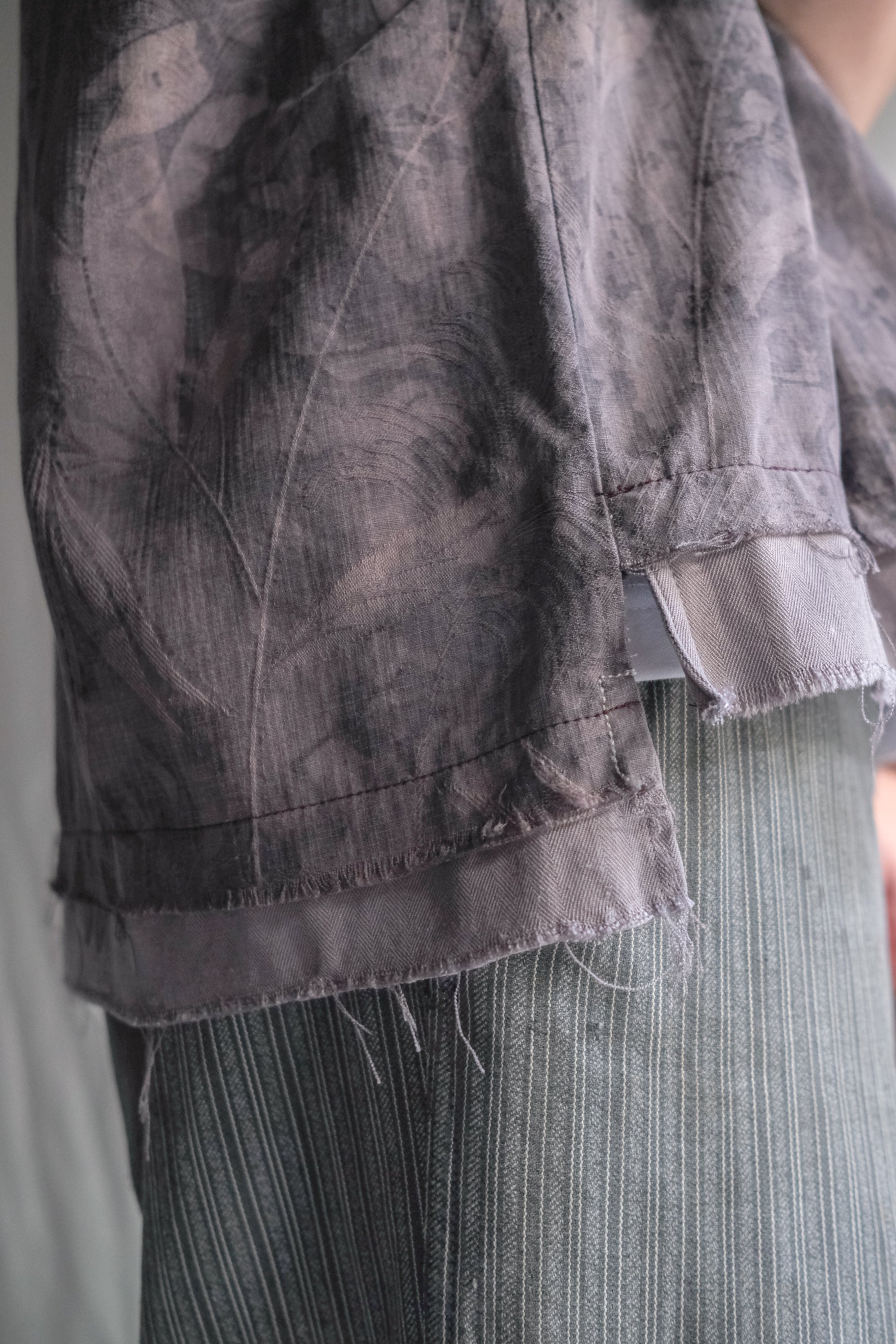 "𝒁/𝑵.𝑳" Rework Vintage Silk Shirt/ Botanical Overdyed