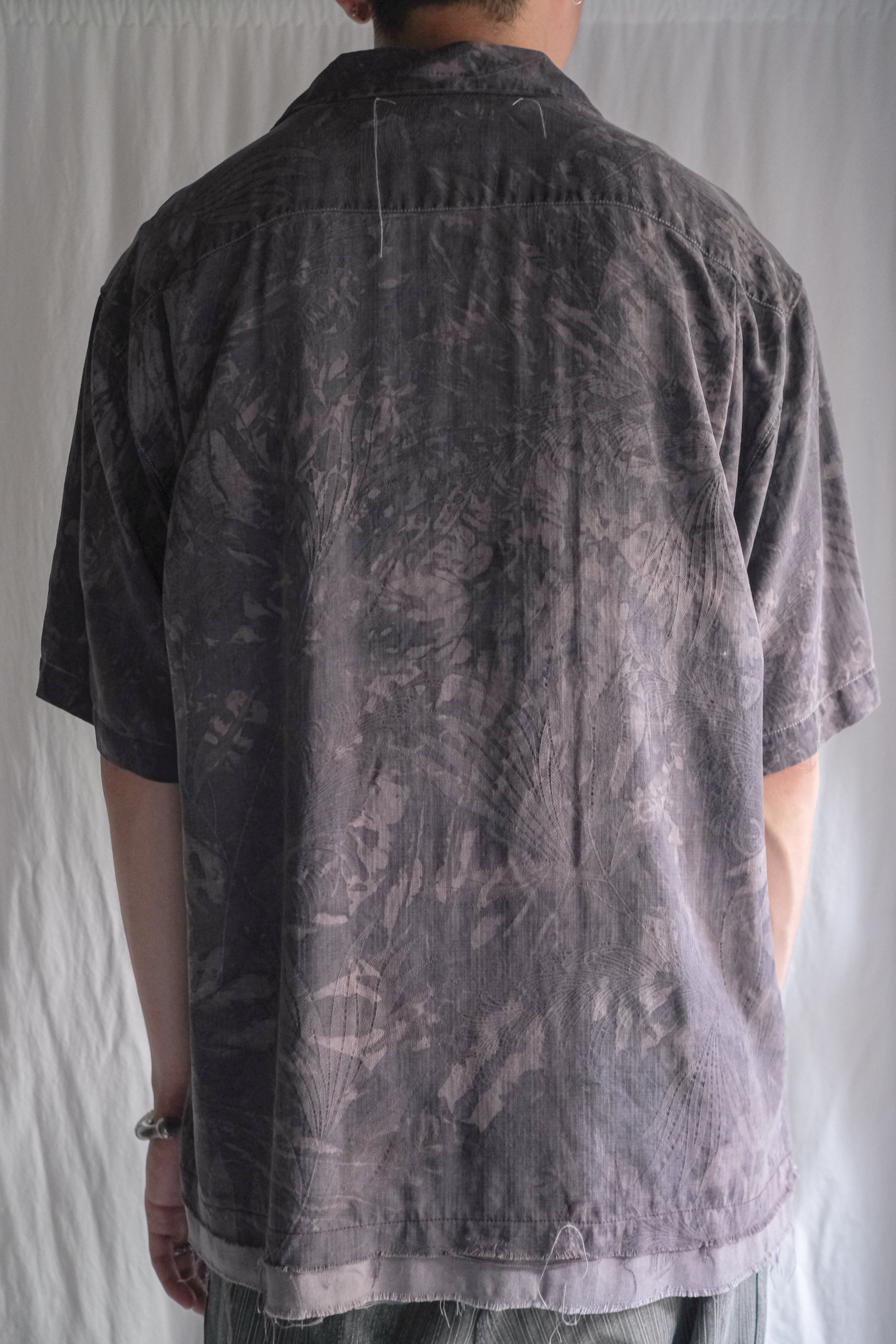"𝒁/𝑵.𝑳" Rework Vintage Silk Shirt/ Botanical Overdyed