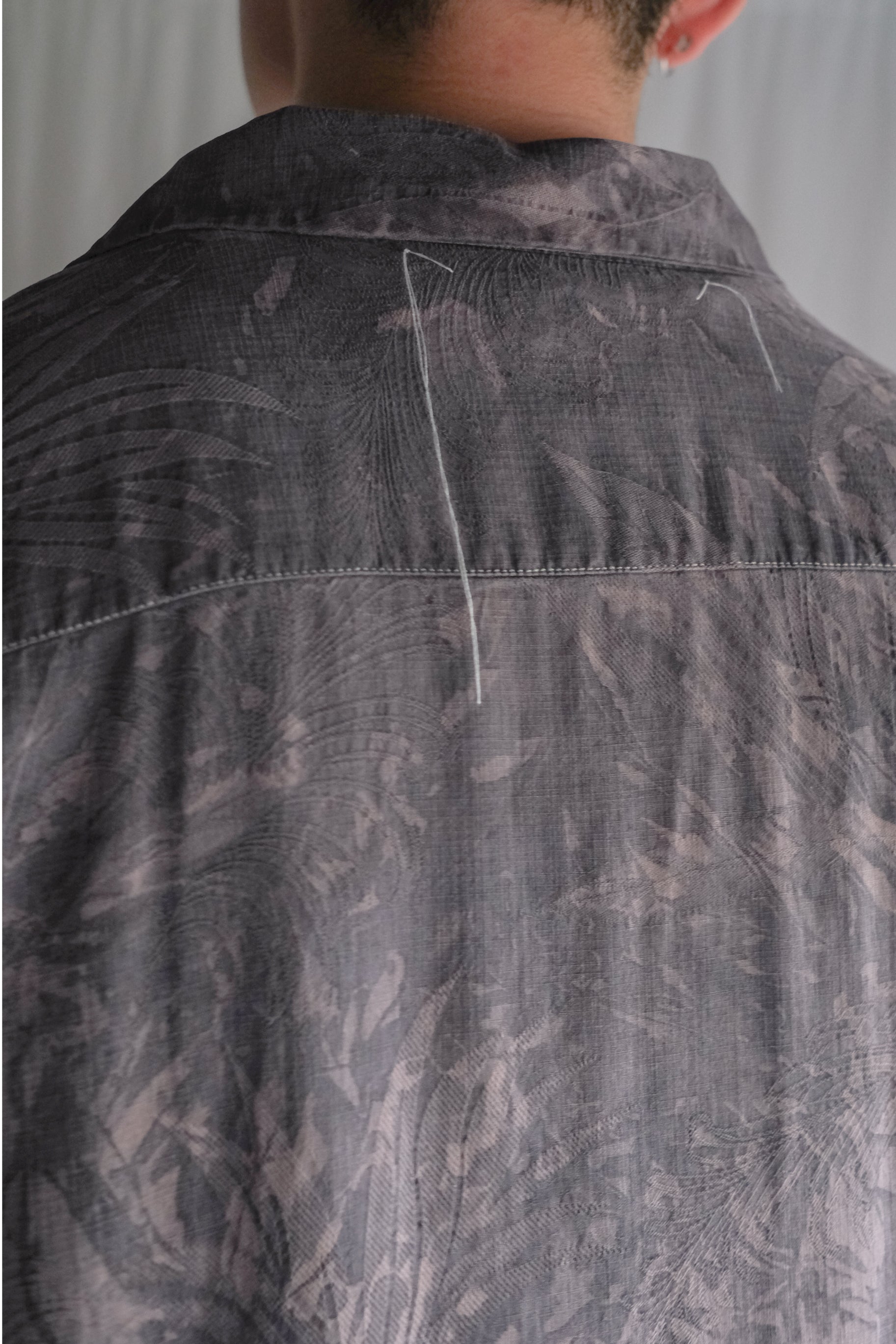 "𝒁/𝑵.𝑳" Rework Vintage Silk Shirt/ Botanical Overdyed