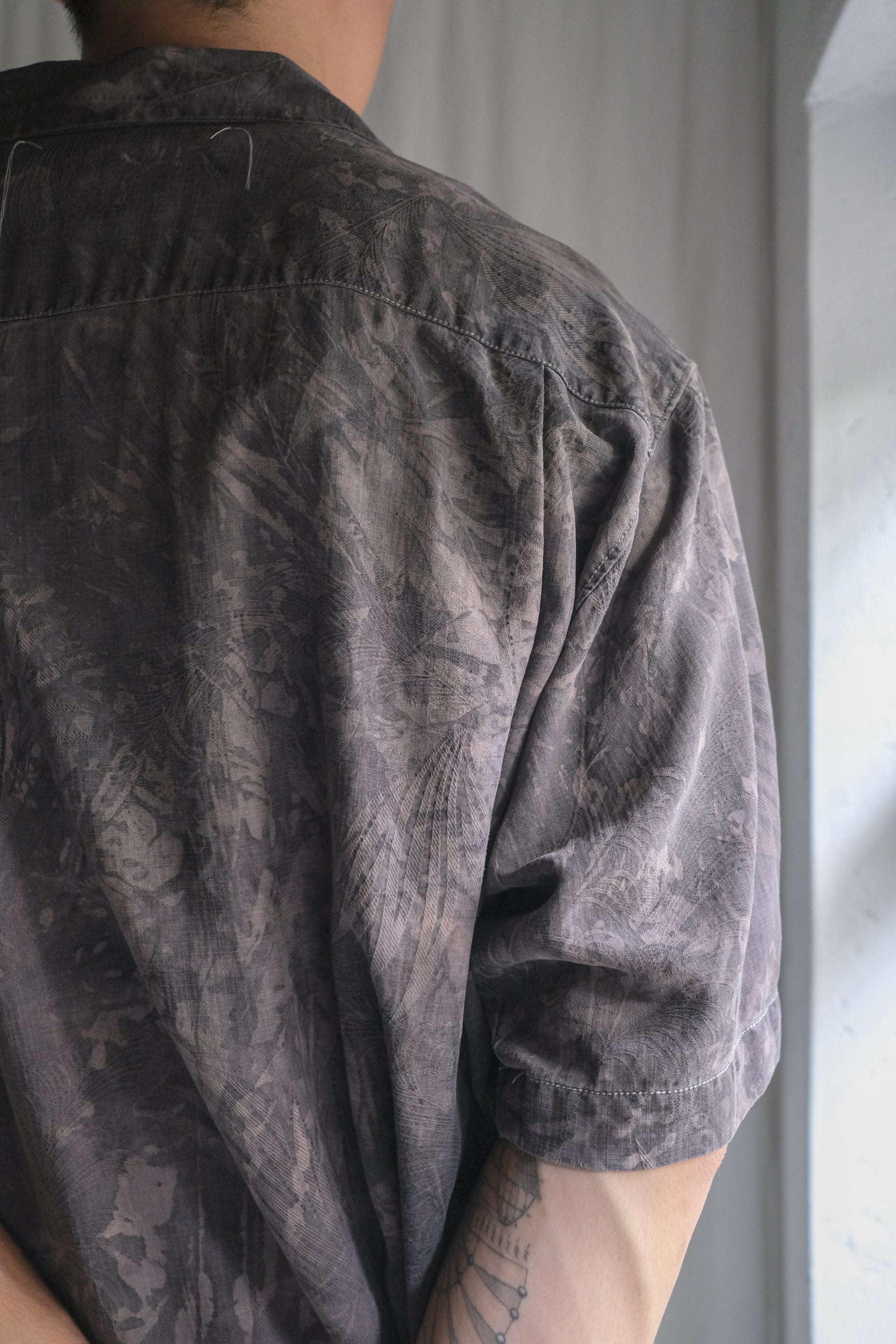 "𝒁/𝑵.𝑳" Rework Vintage Silk Shirt/ Botanical Overdyed