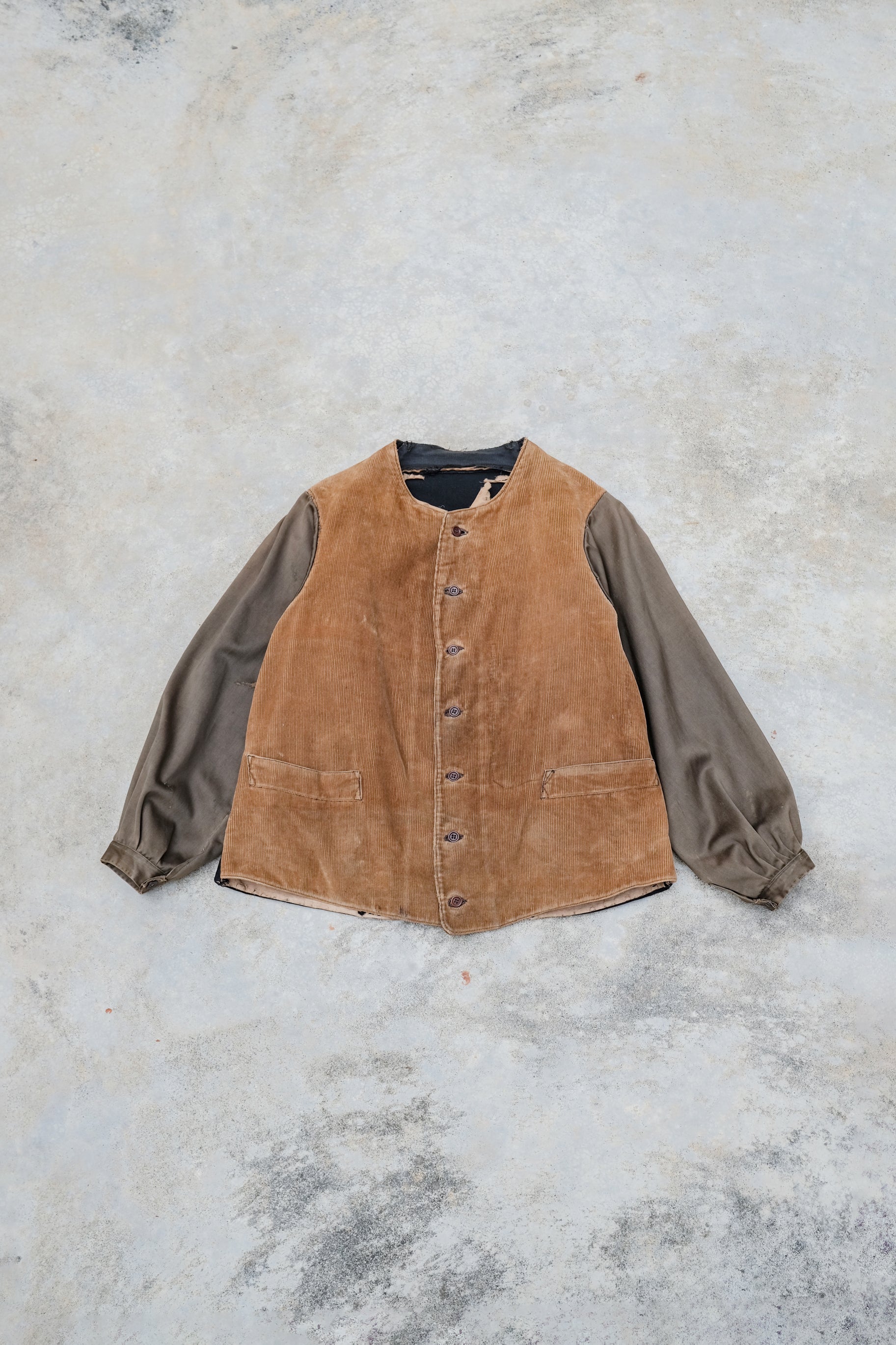 1930's French Farmer Work Corduroy Waistcoat / 法國燈芯絨農夫作務外套