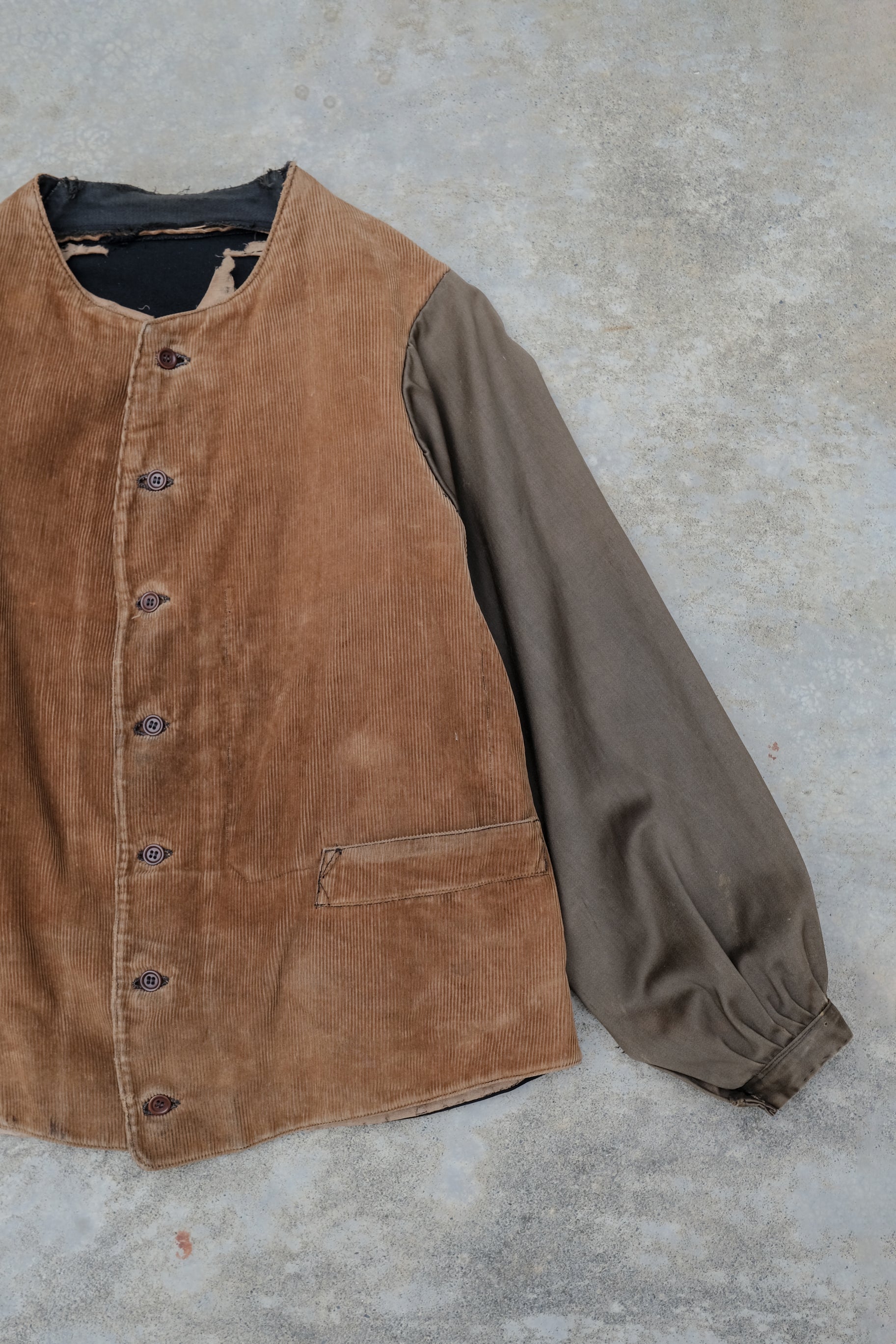 1930's French Farmer Work Corduroy Waistcoat / 法國燈芯絨農夫作務外套