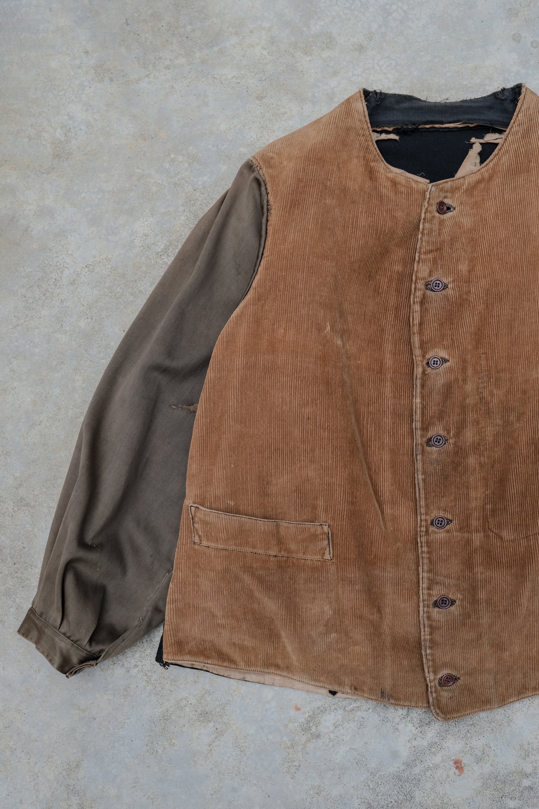 1930's French Farmer Work Corduroy Waistcoat / 法國燈芯絨農夫作務外套