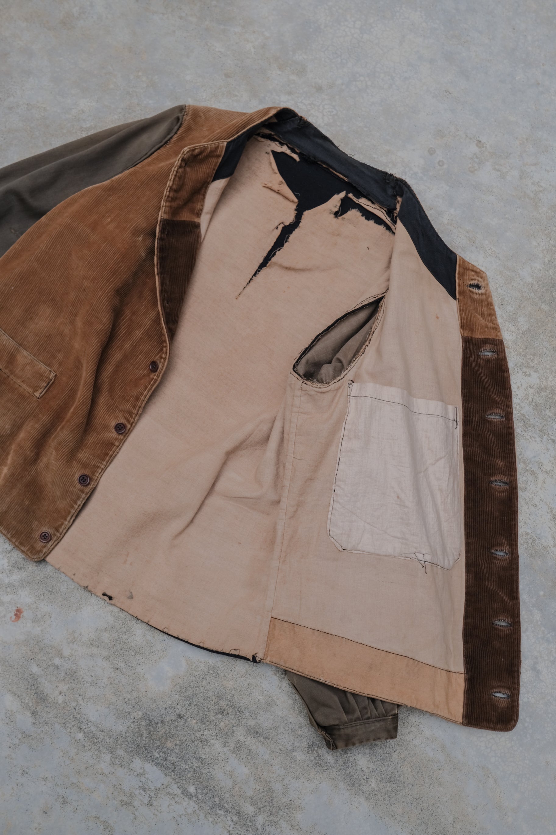 1930's French Farmer Work Corduroy Waistcoat / 法國燈芯絨農夫作務外套