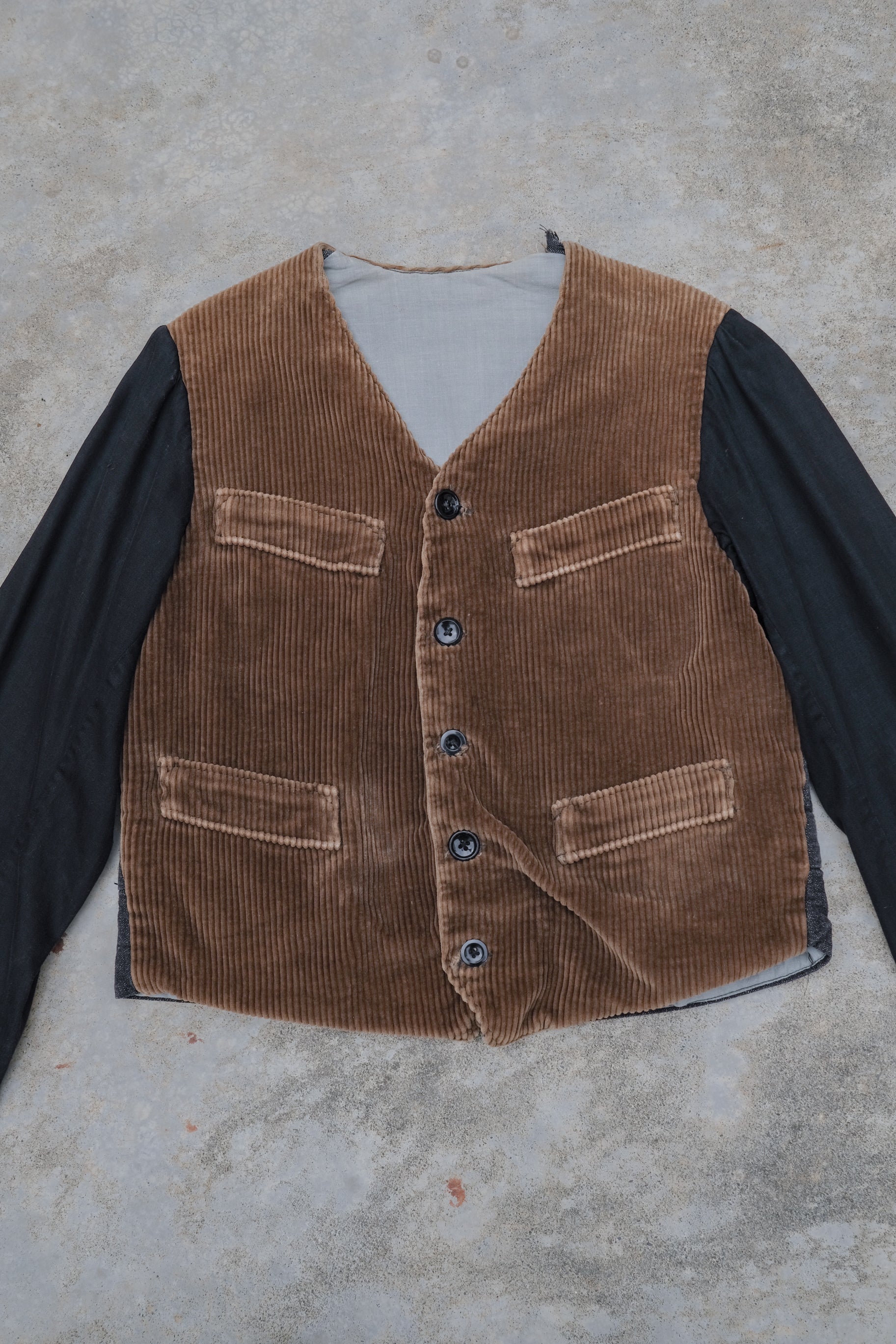 1940's French Farmer Work Corduroy Waistcoat / 法國燈芯絨農夫作務外套