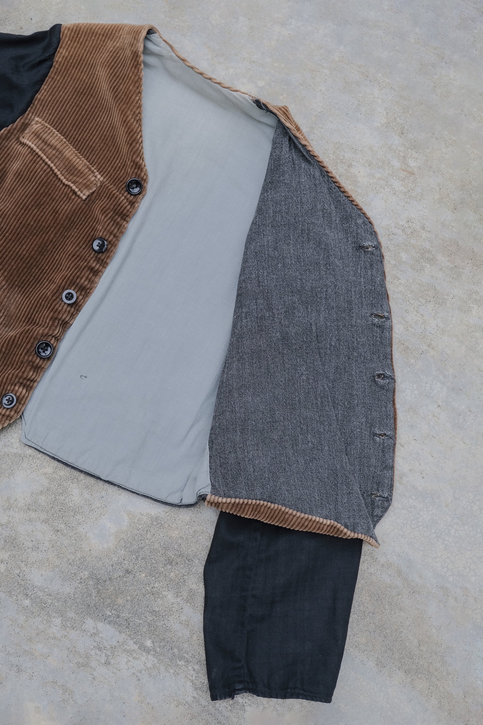 1940's French Farmer Work Corduroy Waistcoat / 法國燈芯絨農夫作務外套