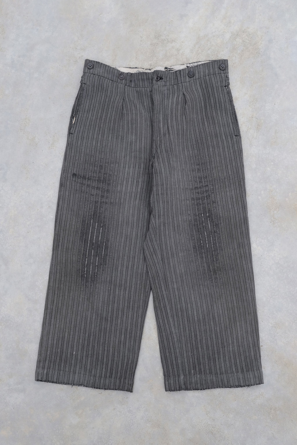 1940's French Salt&Pepper Cotton Stripe Work Trousers / 法國椒鹽布工作褲