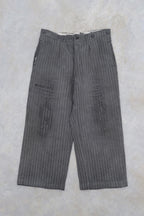 1940's French Salt&Pepper Cotton Stripe Work Trousers / 法國椒鹽布工作褲