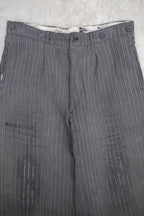 1940's French Salt&Pepper Cotton Stripe Work Trousers / 法國椒鹽布工作褲