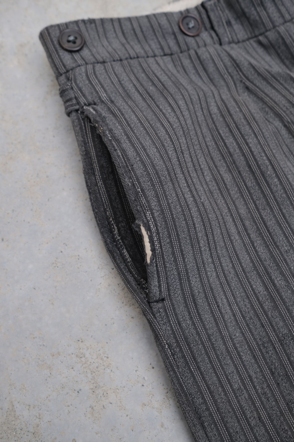 1940's French Salt&Pepper Cotton Stripe Work Trousers / 法國椒鹽布工作褲