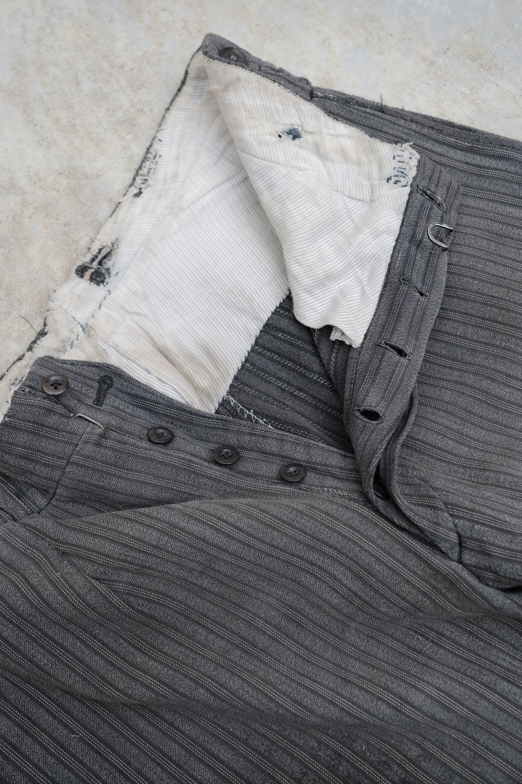 1940's French Salt&Pepper Cotton Stripe Work Trousers / 法國椒鹽布工作褲