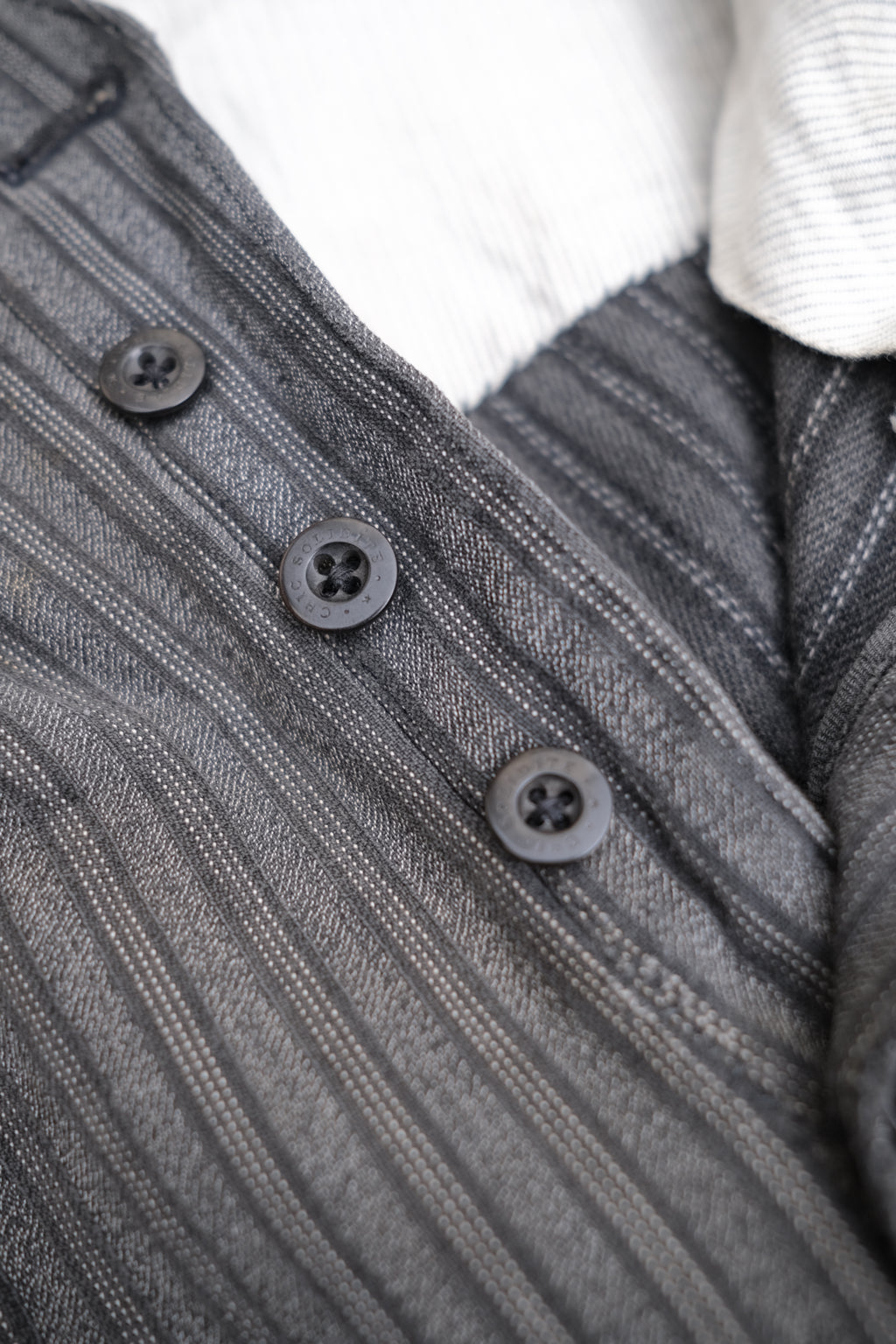 1940's French Salt&Pepper Cotton Stripe Work Trousers / 法國椒鹽布工作褲