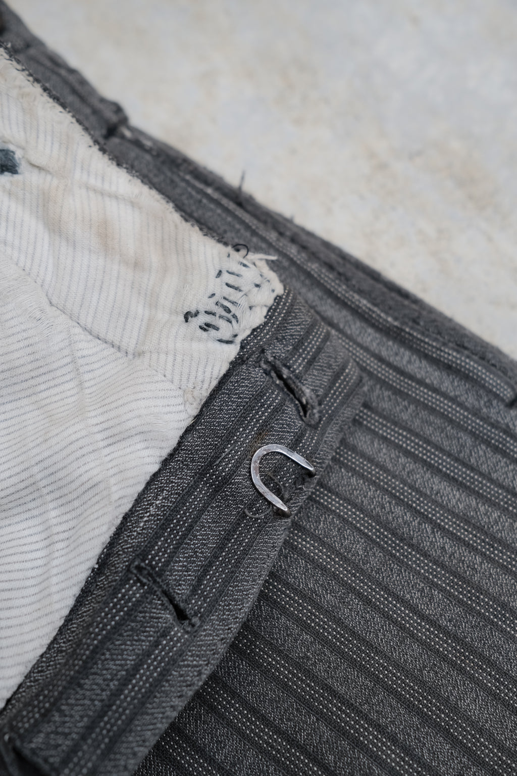 1940's French Salt&Pepper Cotton Stripe Work Trousers / 法國椒鹽布工作褲