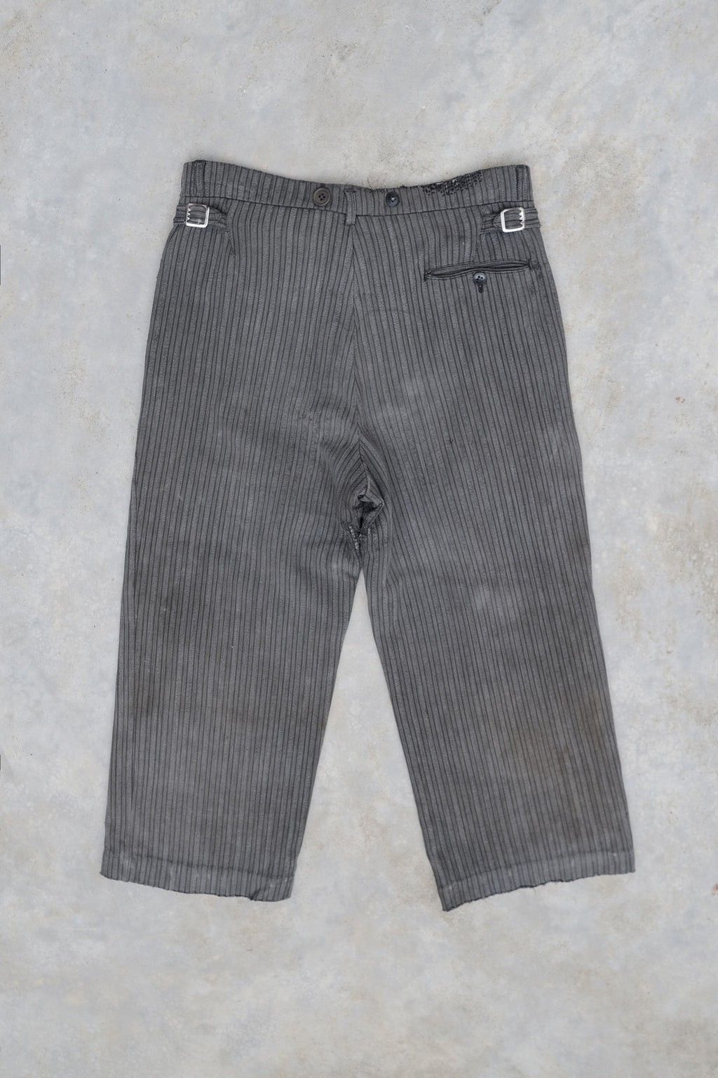 1940's French Salt&Pepper Cotton Stripe Work Trousers / 法國椒鹽布工作褲