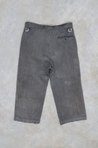 1940's French Salt&Pepper Cotton Stripe Work Trousers / 法國椒鹽布工作褲