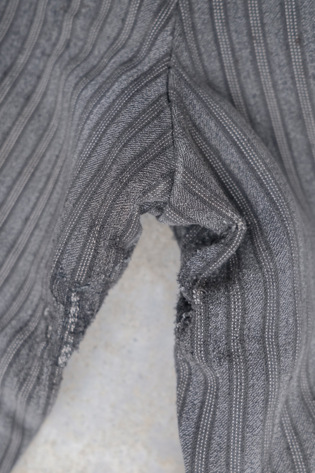 1940's French Salt&Pepper Cotton Stripe Work Trousers / 法國椒鹽布工作褲