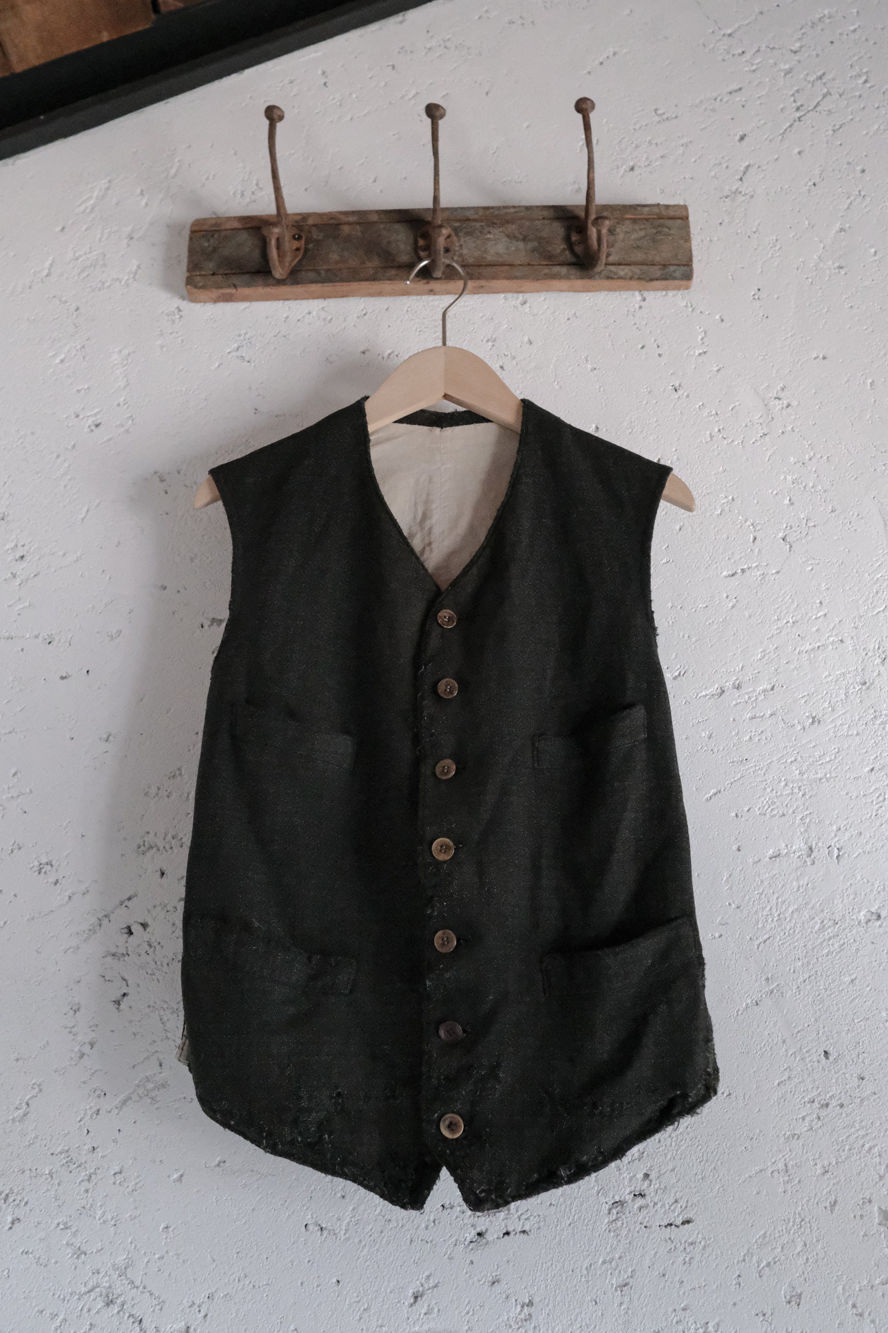 1940's French Wool Plaid Vest / 法國羊毛格紋背心