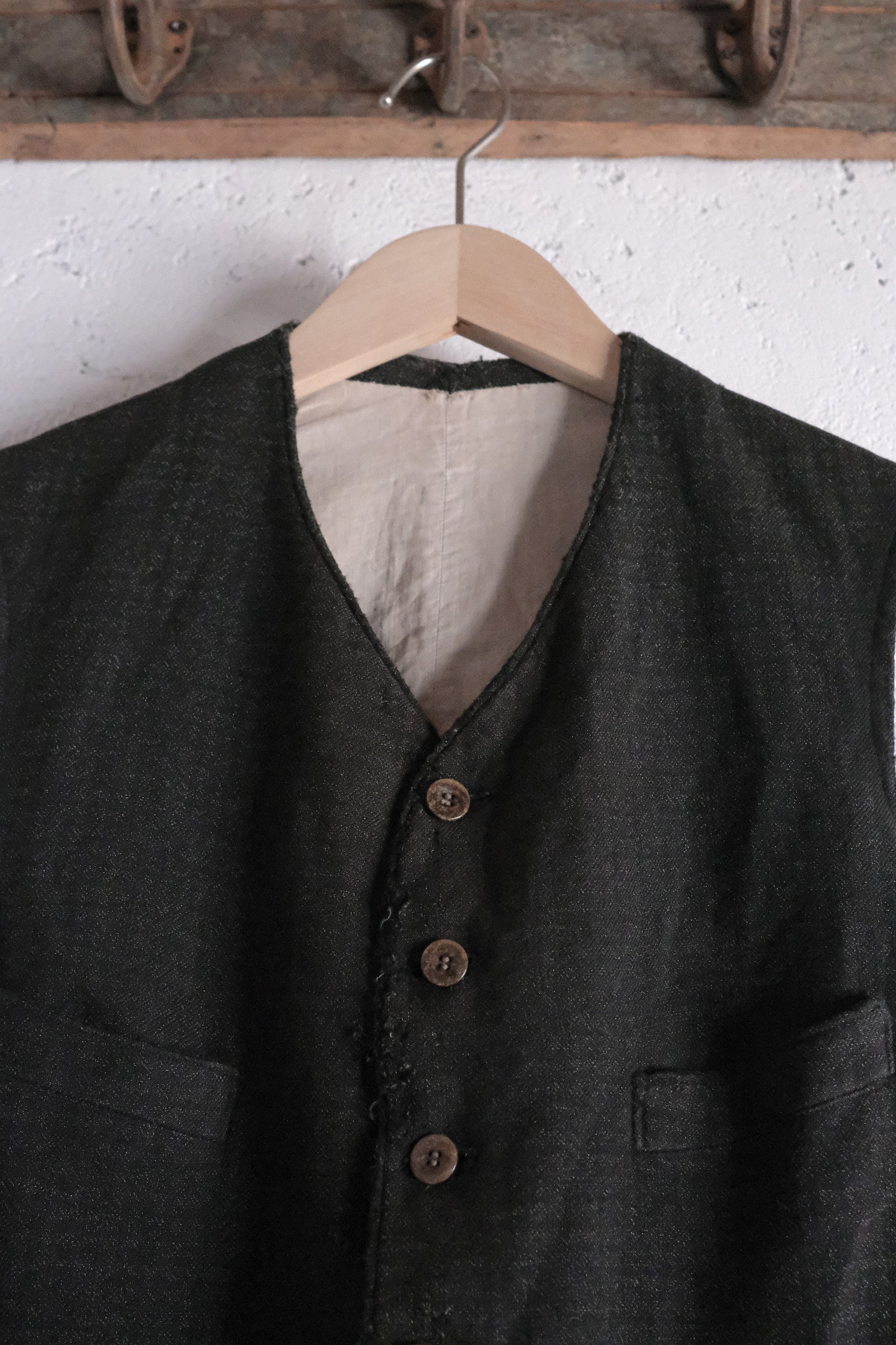 1940's French Wool Plaid Vest / 法國羊毛格紋背心