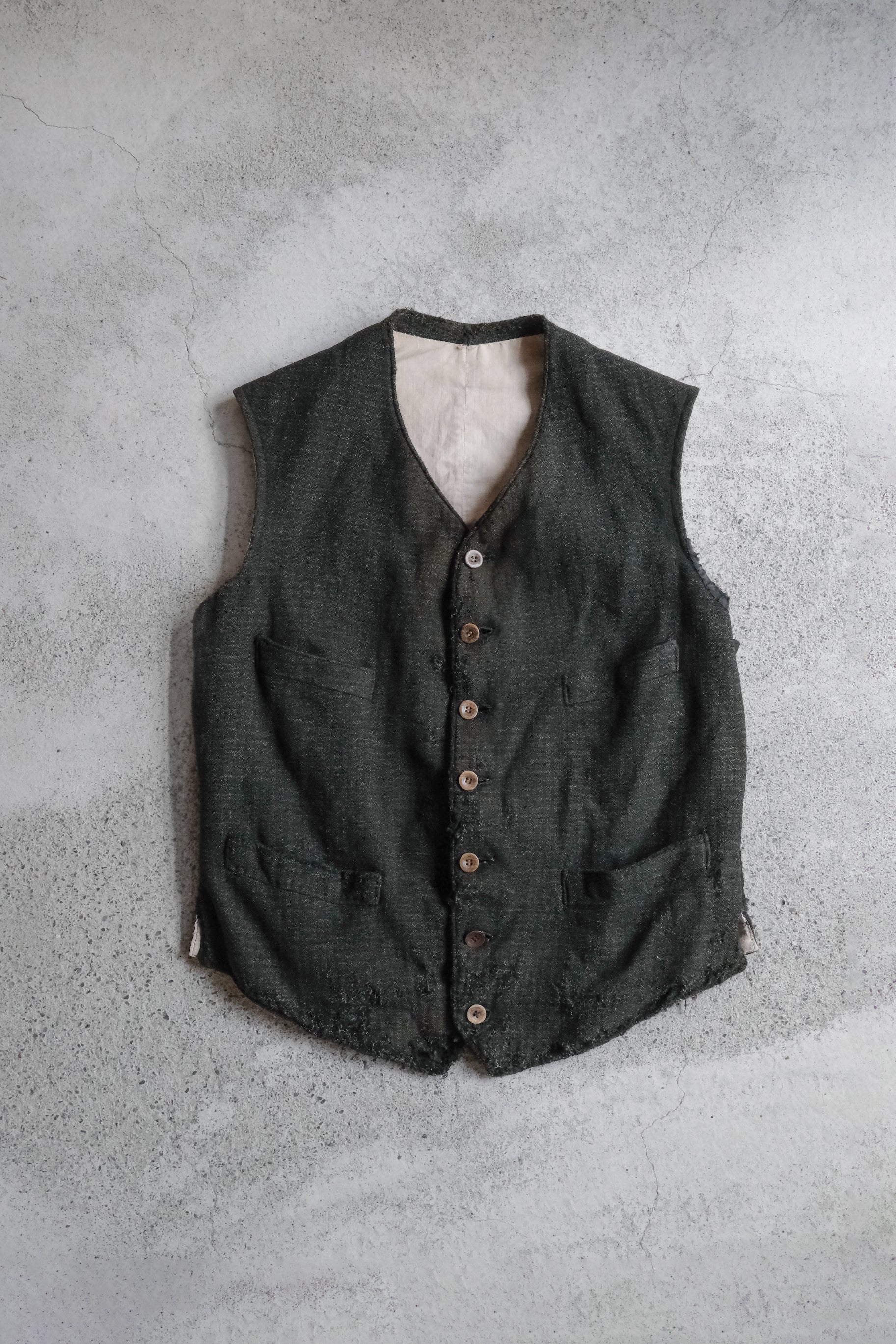 1940's French Wool Plaid Vest / 法國羊毛格紋背心