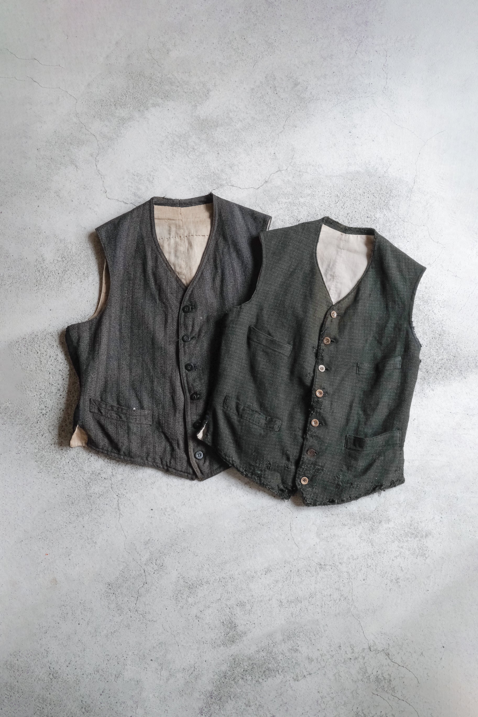 1940's French Wool Plaid Vest / 法國羊毛格紋背心