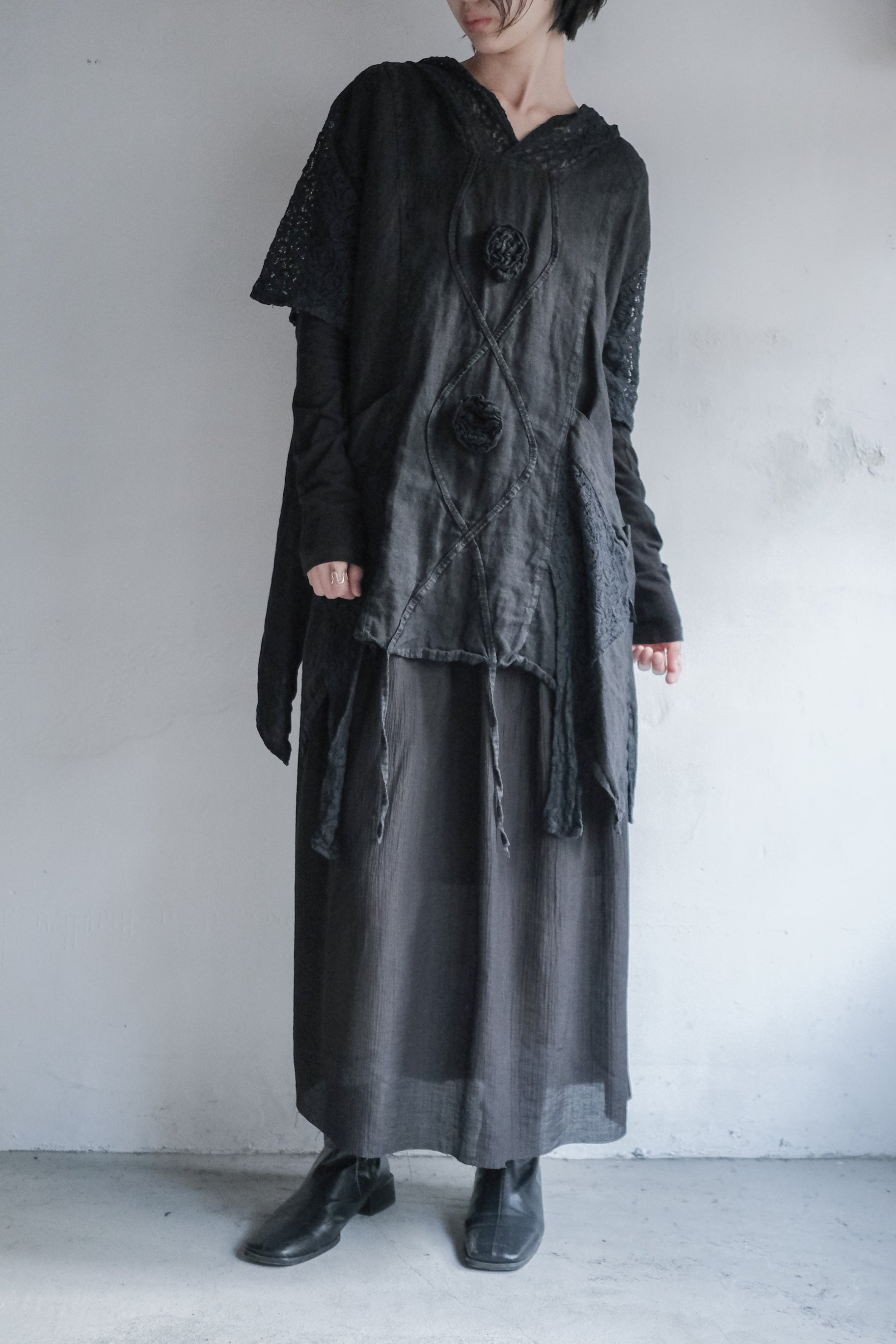 Italian Brand Lace and Linen Top / 義大利蕾絲麻質上衣