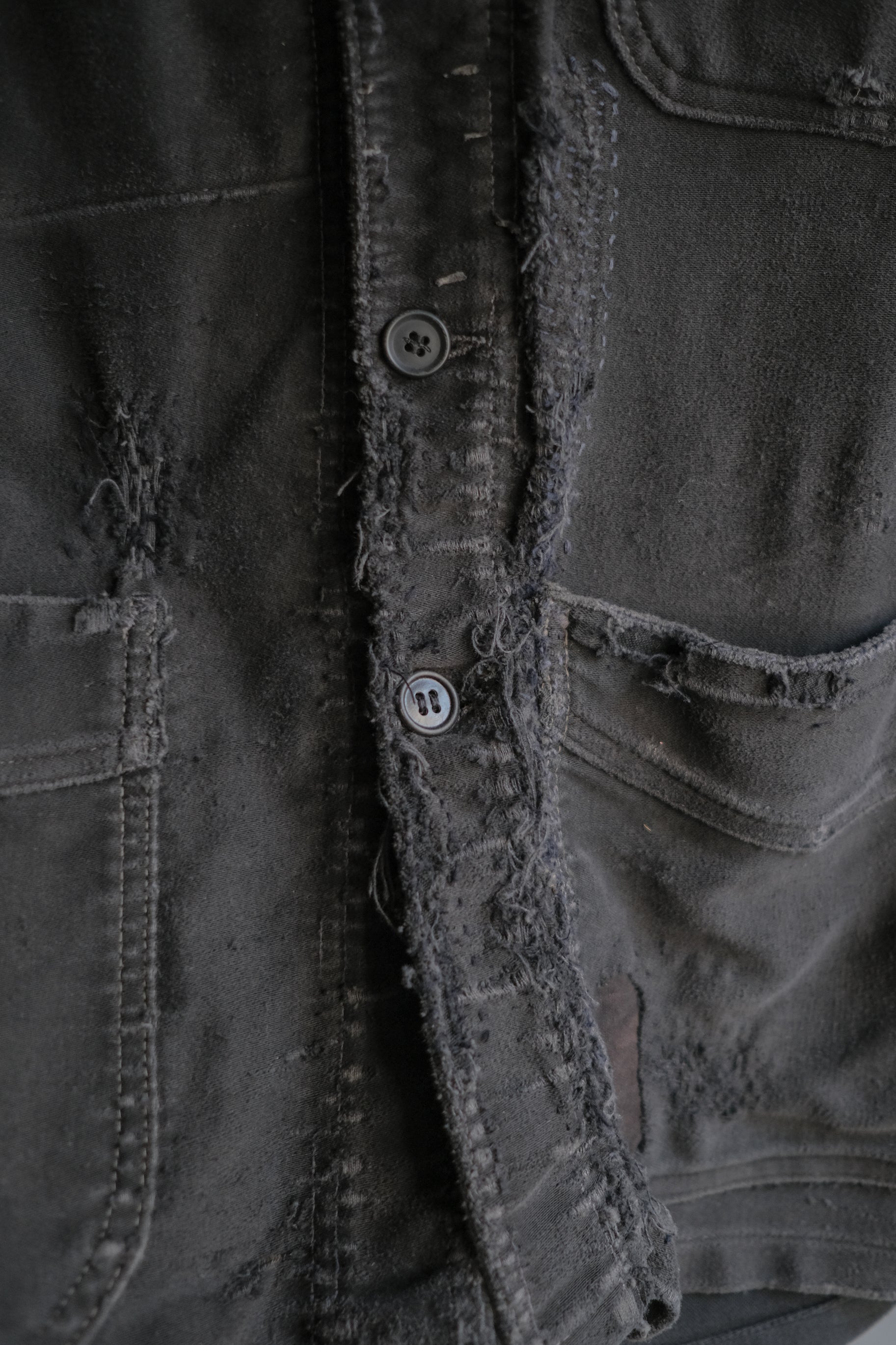 1950's "Adolph Lafont" French Black Moleskin Work Jacket / 法國黑色工作外套