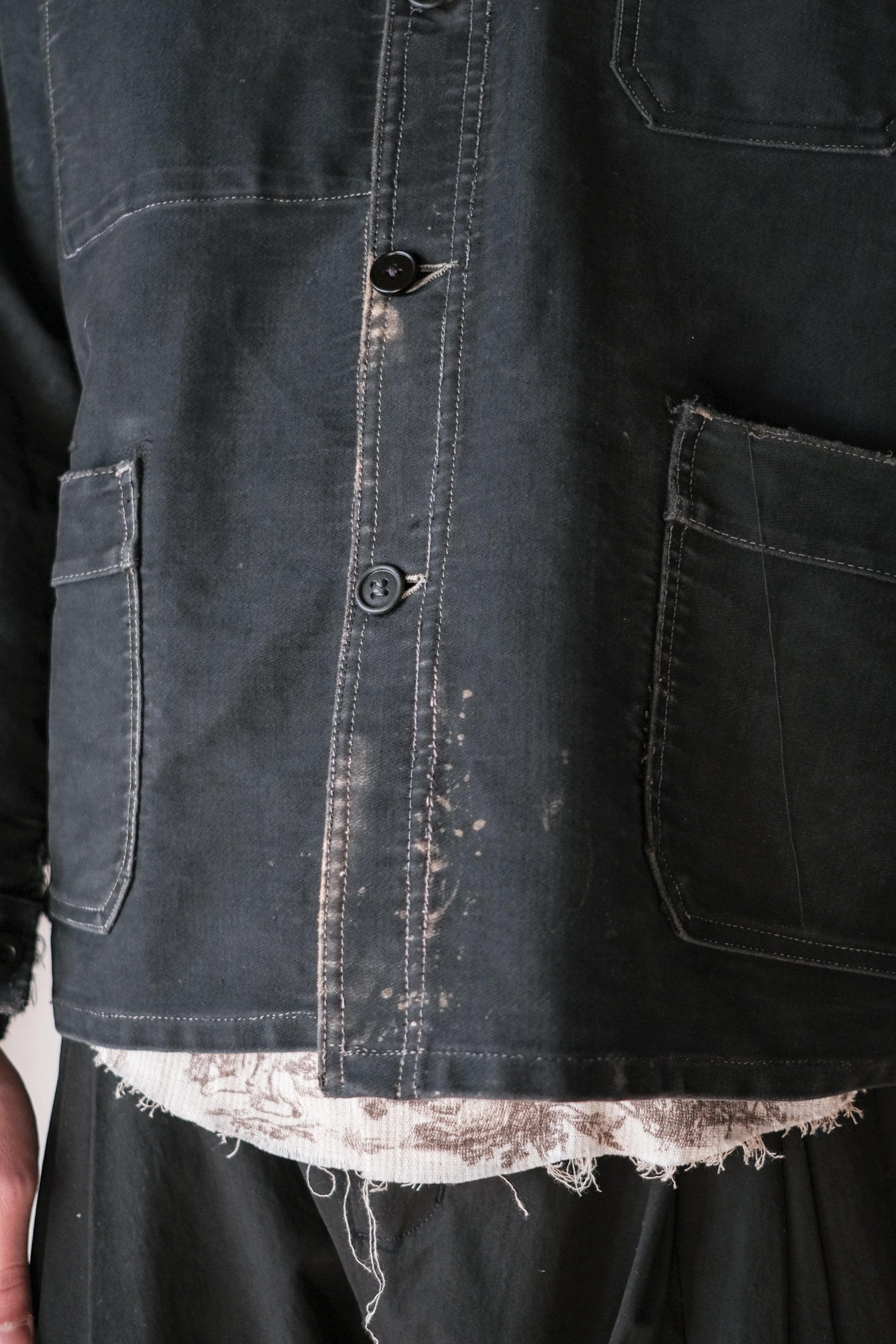 1950's French Black Moleskin Work Jacket / 法國黑色工作外套