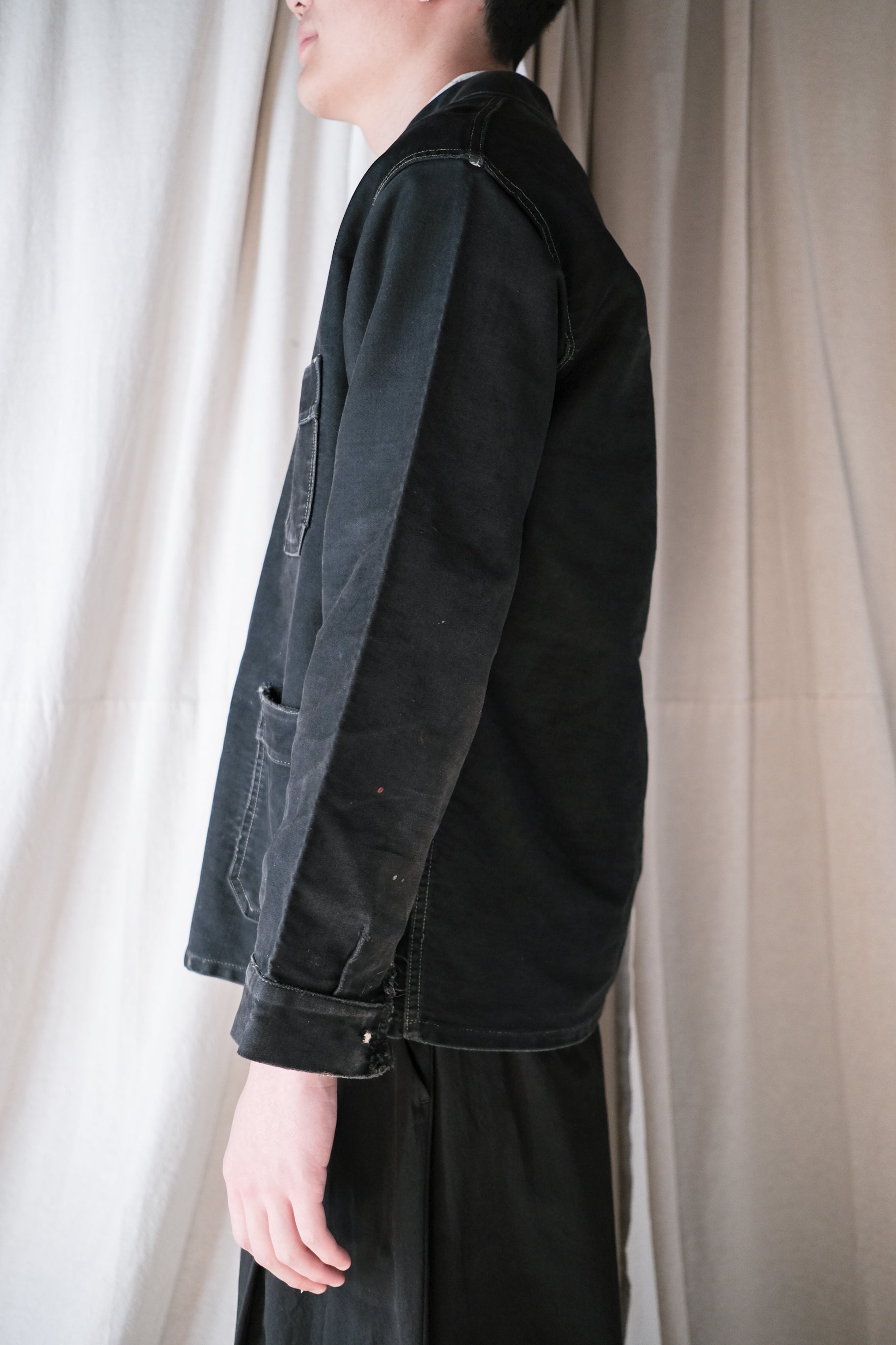 1950's French Black Moleskin Work Jacket / 法國黑色工作外套