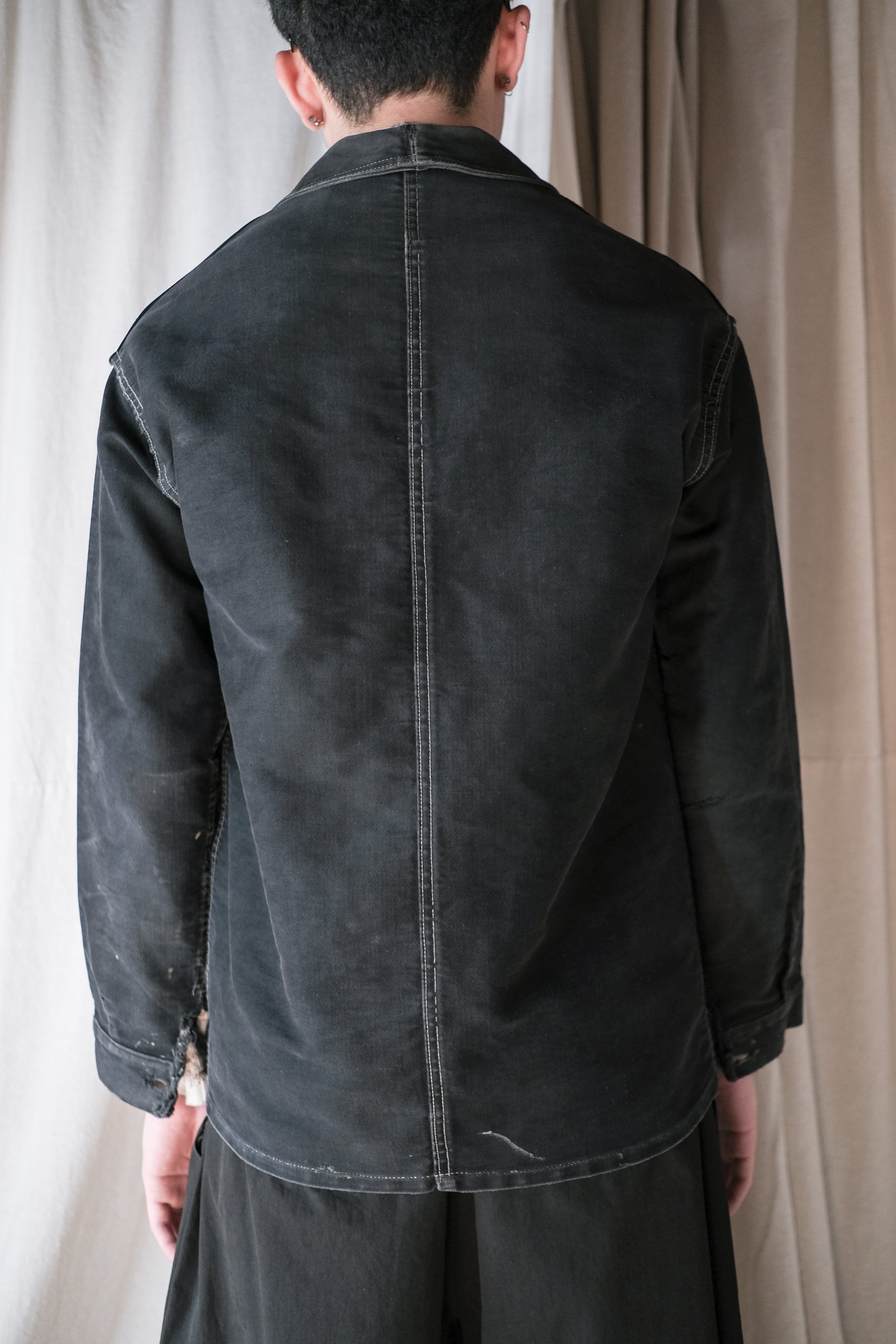 1950's French Black Moleskin Work Jacket / 法國黑色工作外套