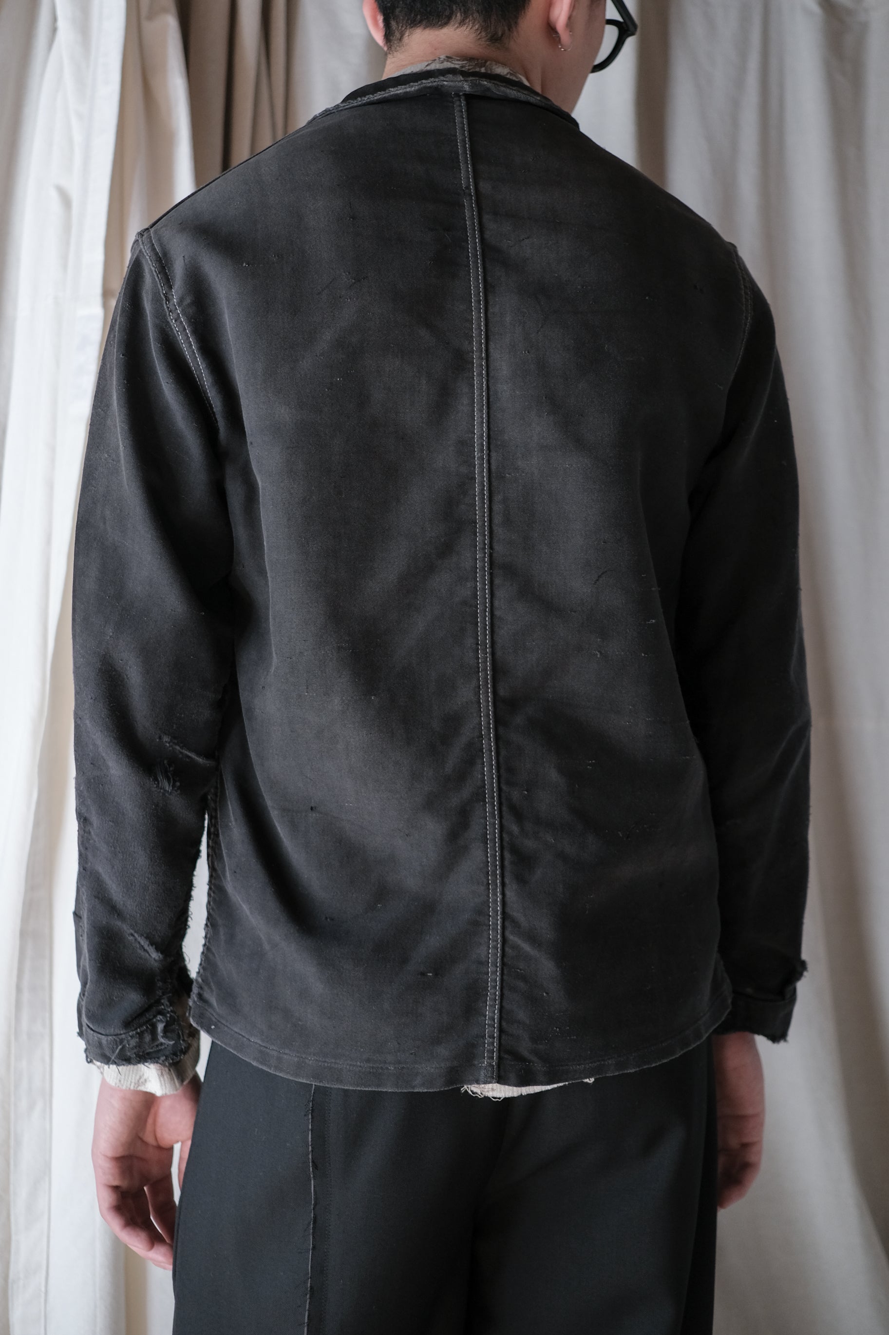 1950's "Adolph Lafont" French Black Moleskin Work Jacket / 法國黑色工作外套