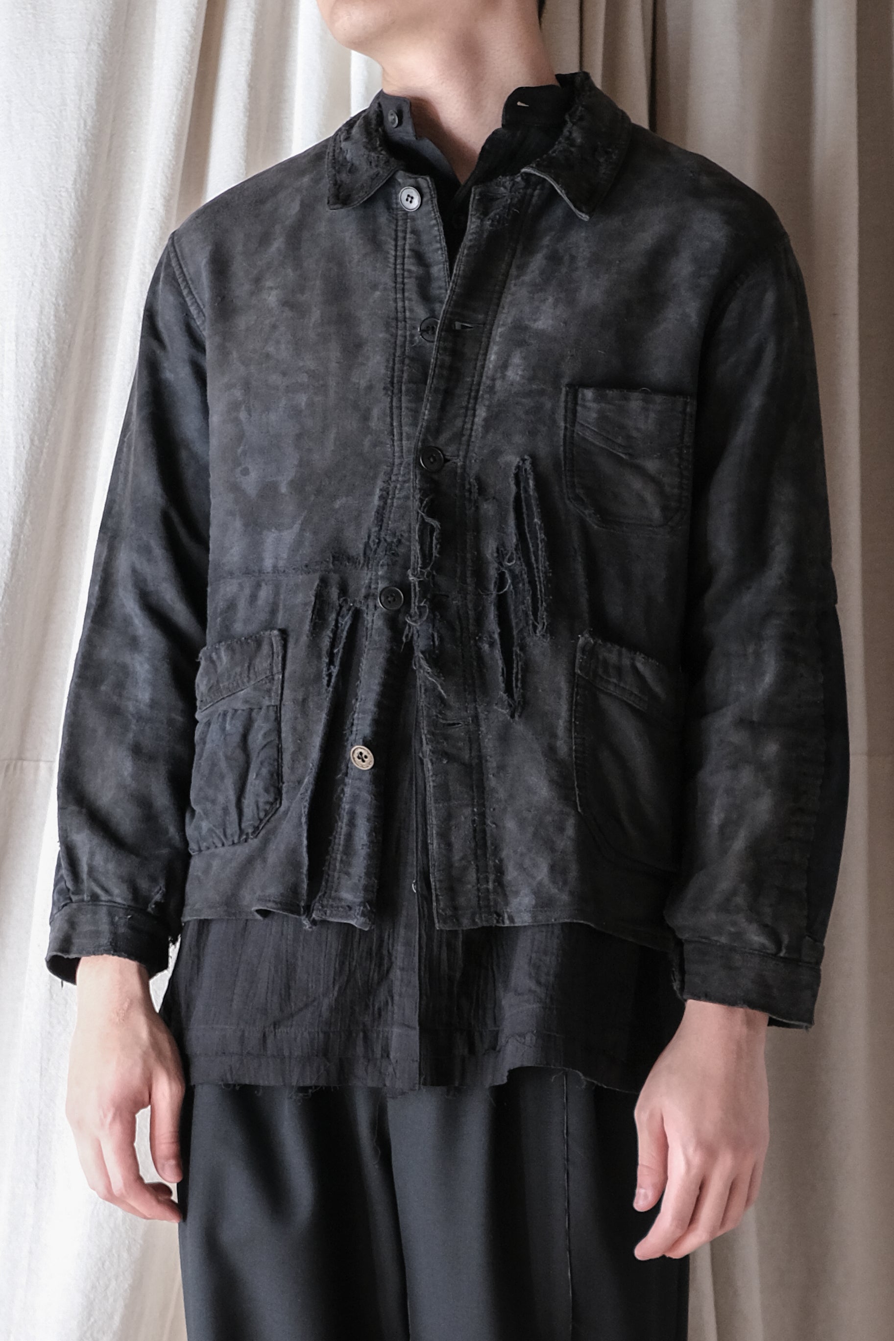1940's "L'Idéal" French Black Moleskin Work Jacket / 法國黑色工作外套