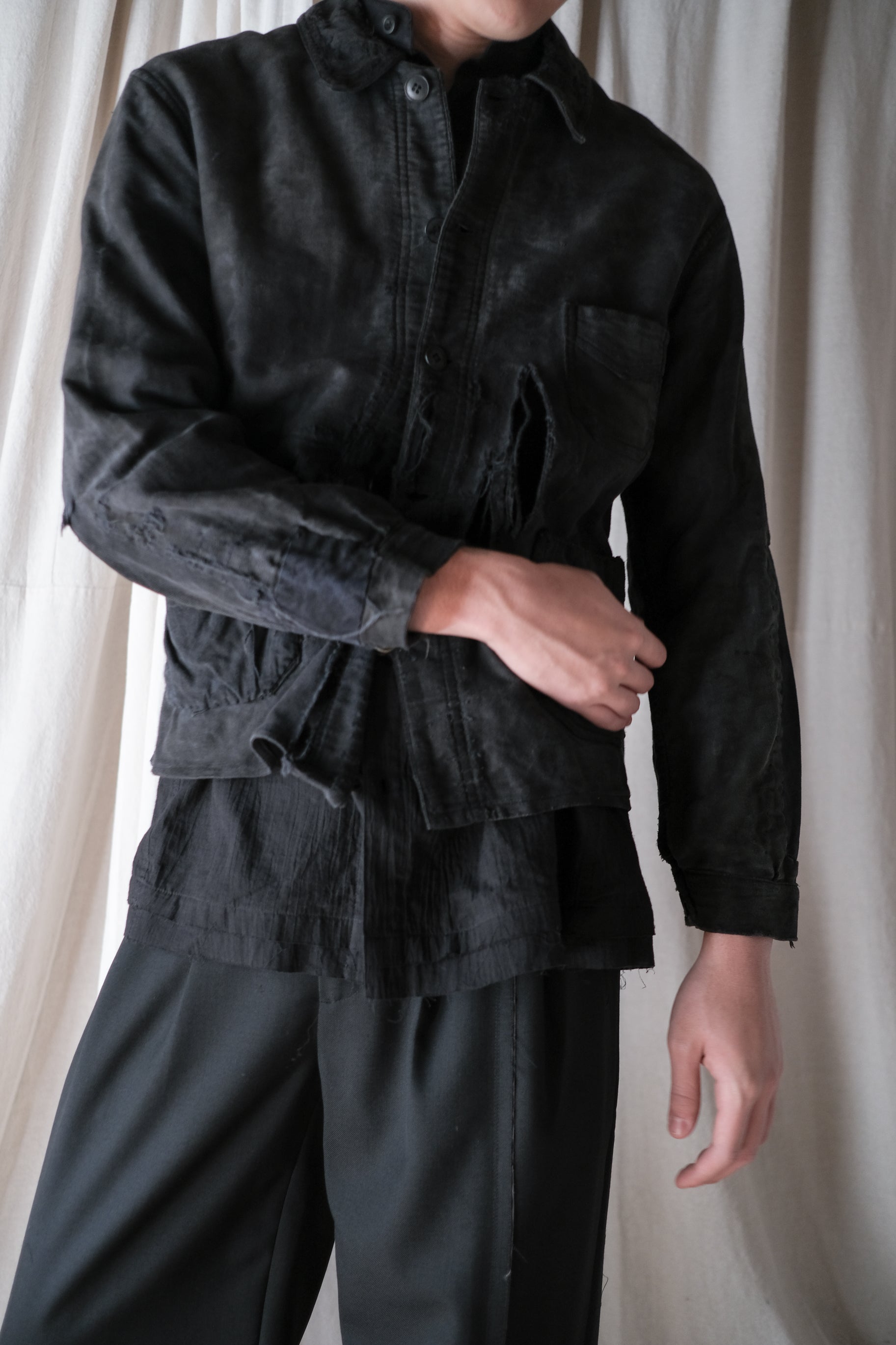 1940's "L'Idéal" French Black Moleskin Work Jacket / 法國黑色工作外套