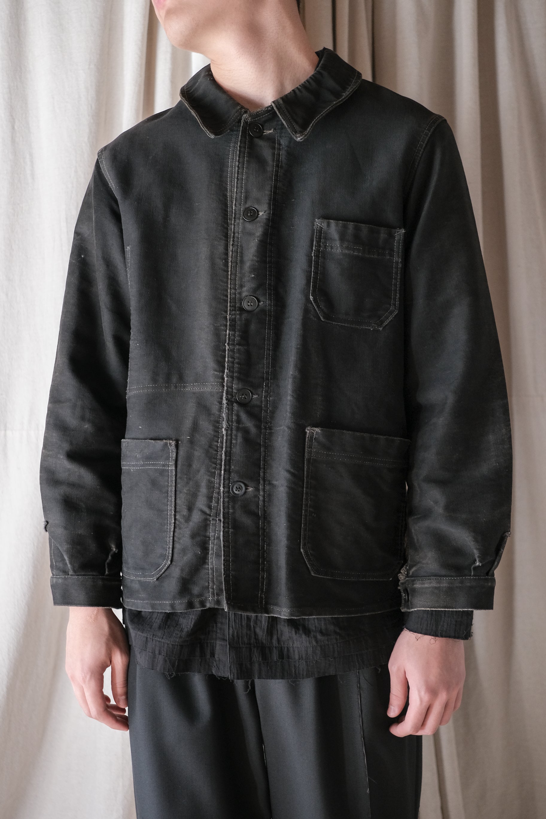 1950's "Dubure & Deverchère"French Black Moleskin Work Jacket / 法國黑色工作外套