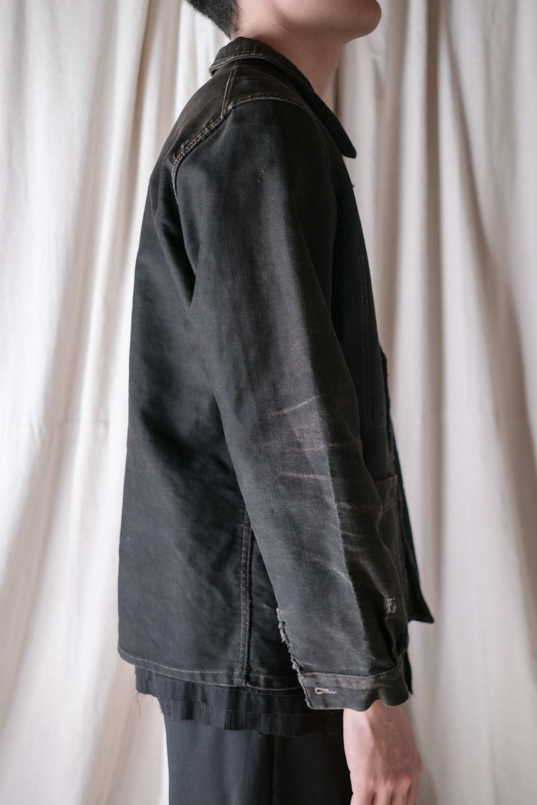 1950's "Dubure & Deverchère"French Black Moleskin Work Jacket / 法國黑色工作外套
