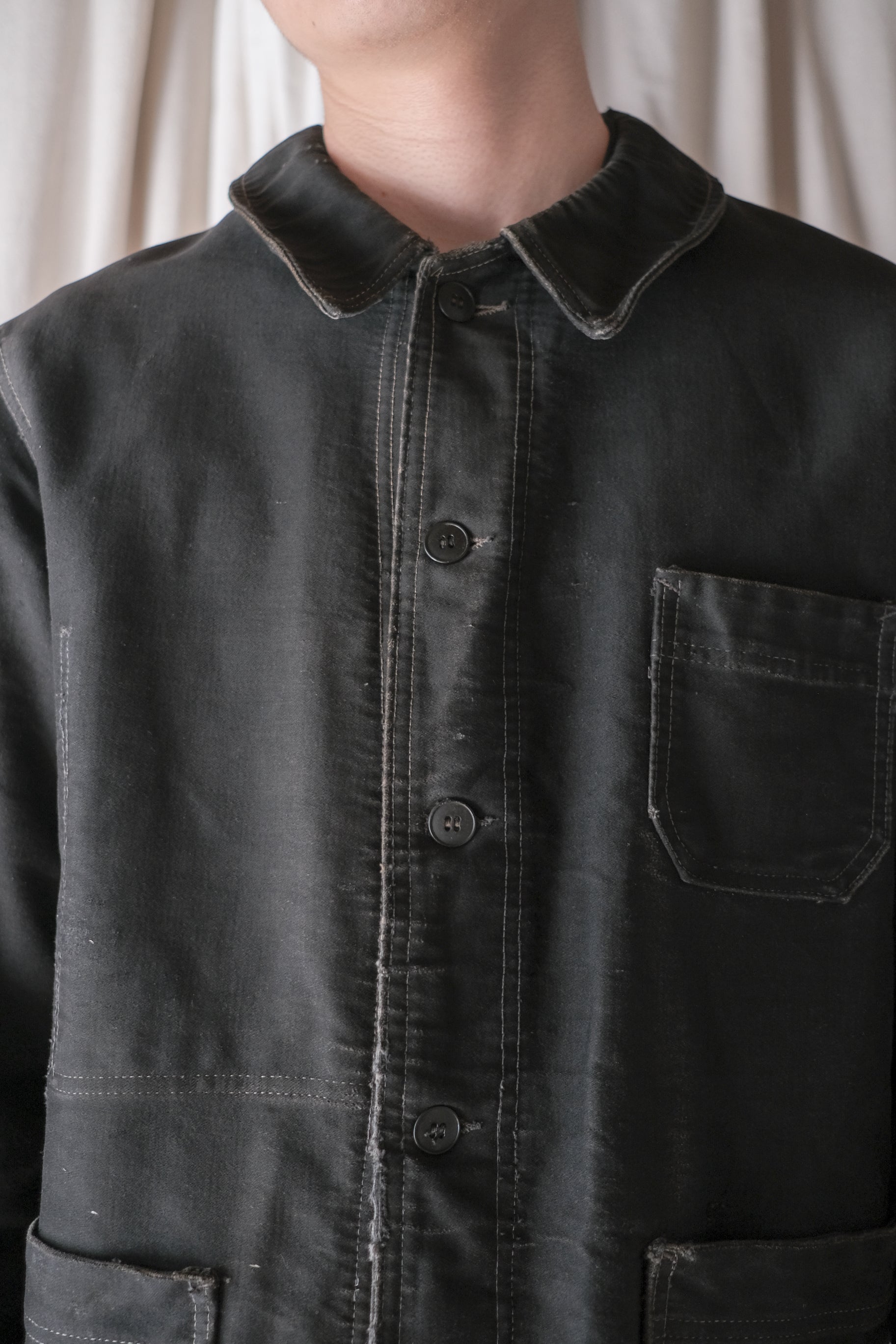 1950's "Dubure & Deverchère"French Black Moleskin Work Jacket / 法國黑色工作外套