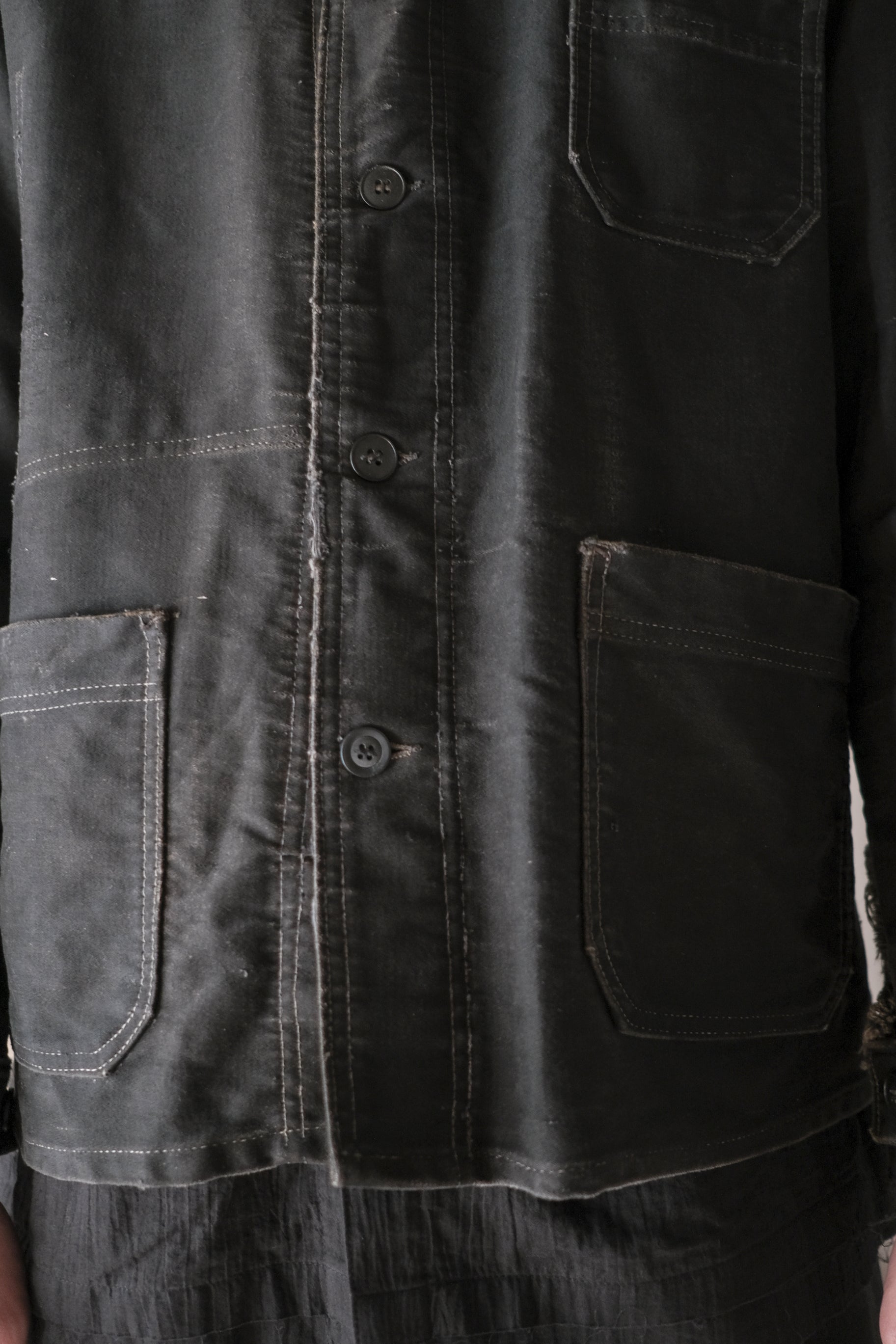 1950's "Dubure & Deverchère"French Black Moleskin Work Jacket / 法國黑色工作外套