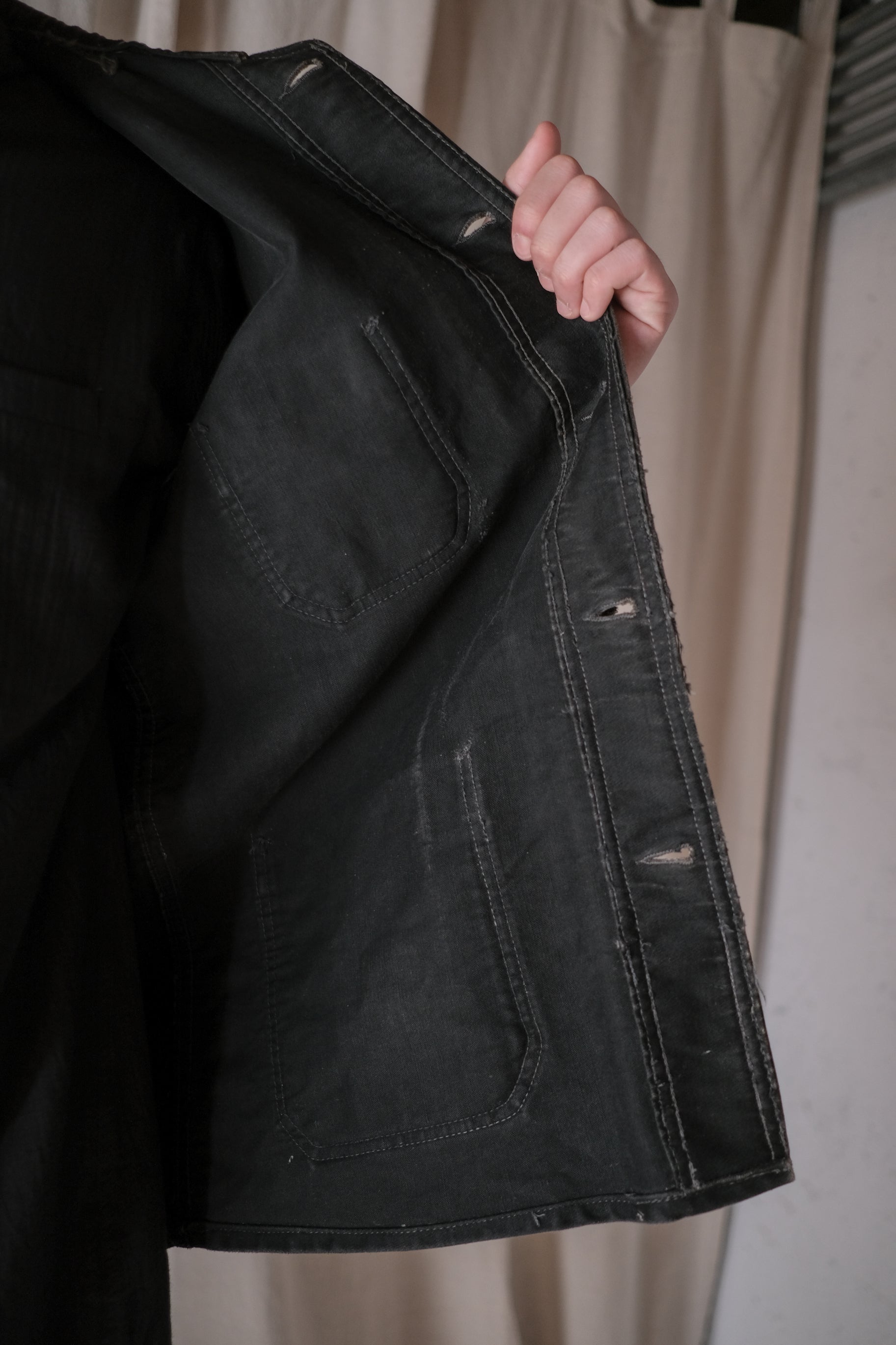 1950's "Dubure & Deverchère"French Black Moleskin Work Jacket / 法國黑色工作外套