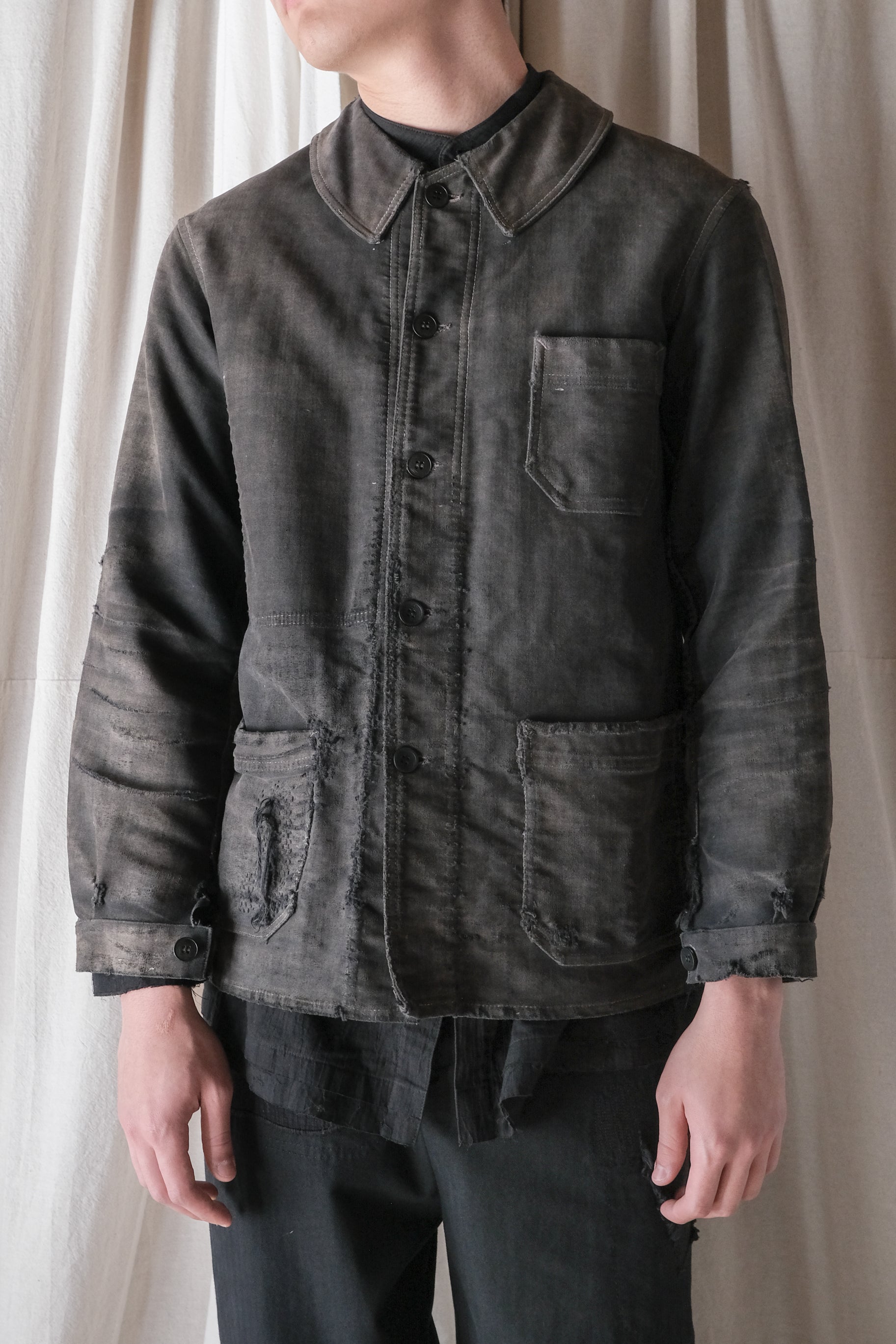 1940's "Dubure & Deverchère"French Black Moleskin Work Jacket / 法國黑色工作外套