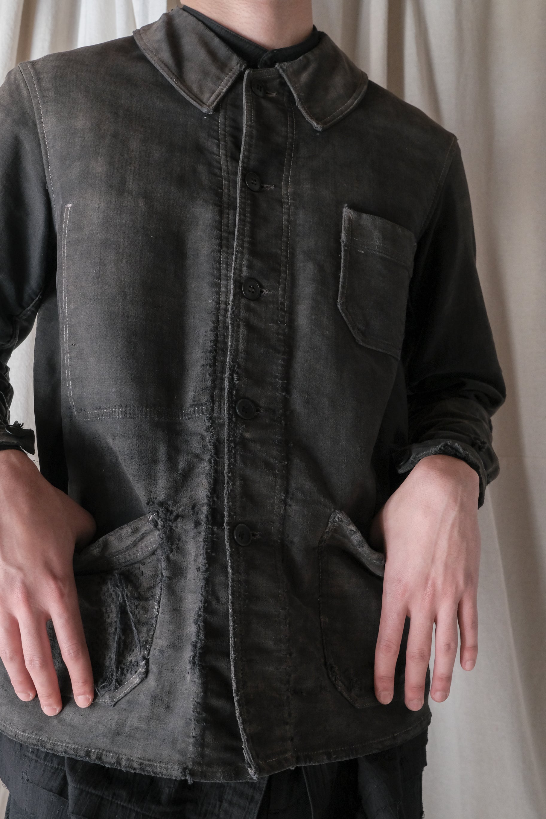 1940's "Dubure & Deverchère"French Black Moleskin Work Jacket / 法國黑色工作外套